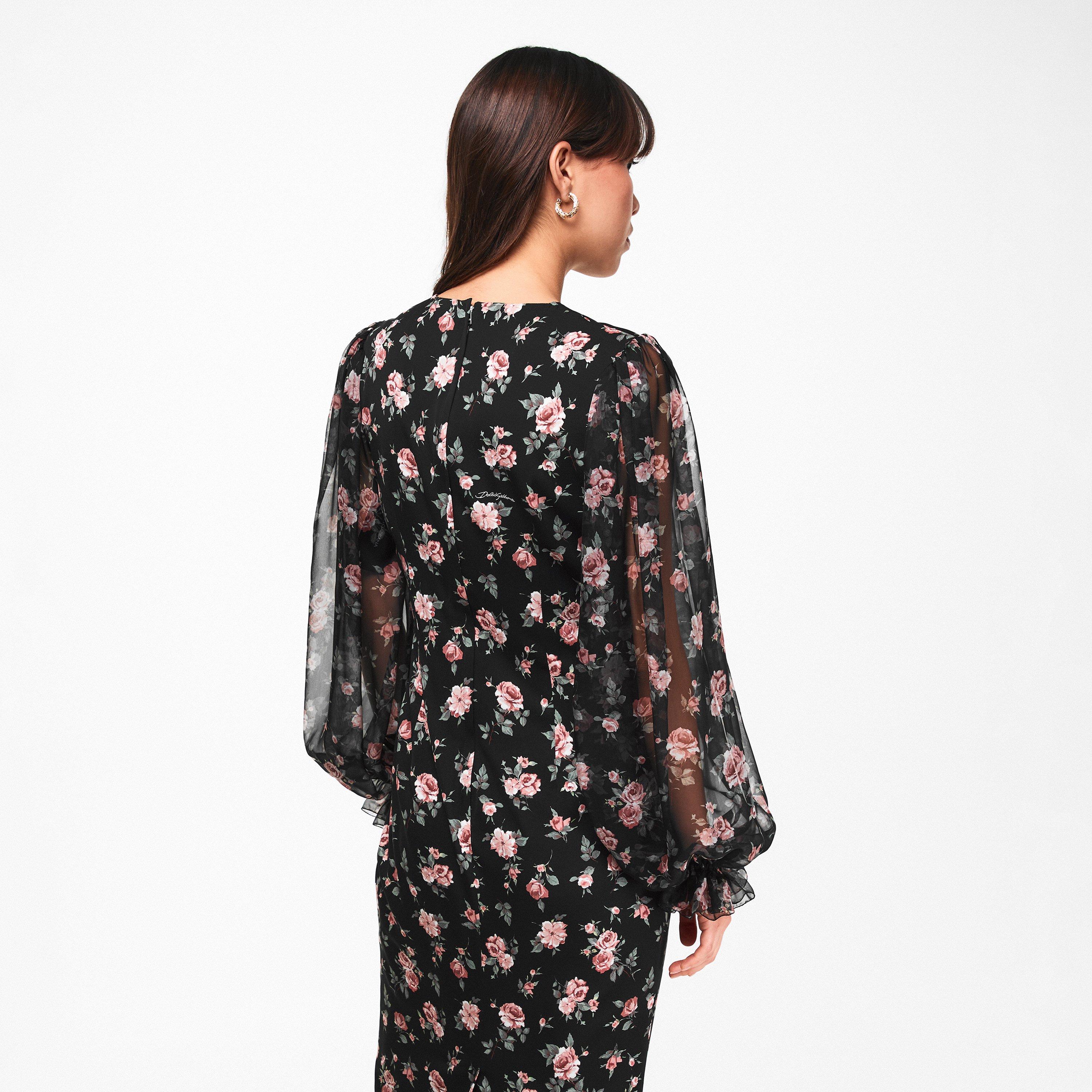 Rose Nero - Dolce and Gabbana - Women's Puff Sleeve Long Maxi Dress - 4