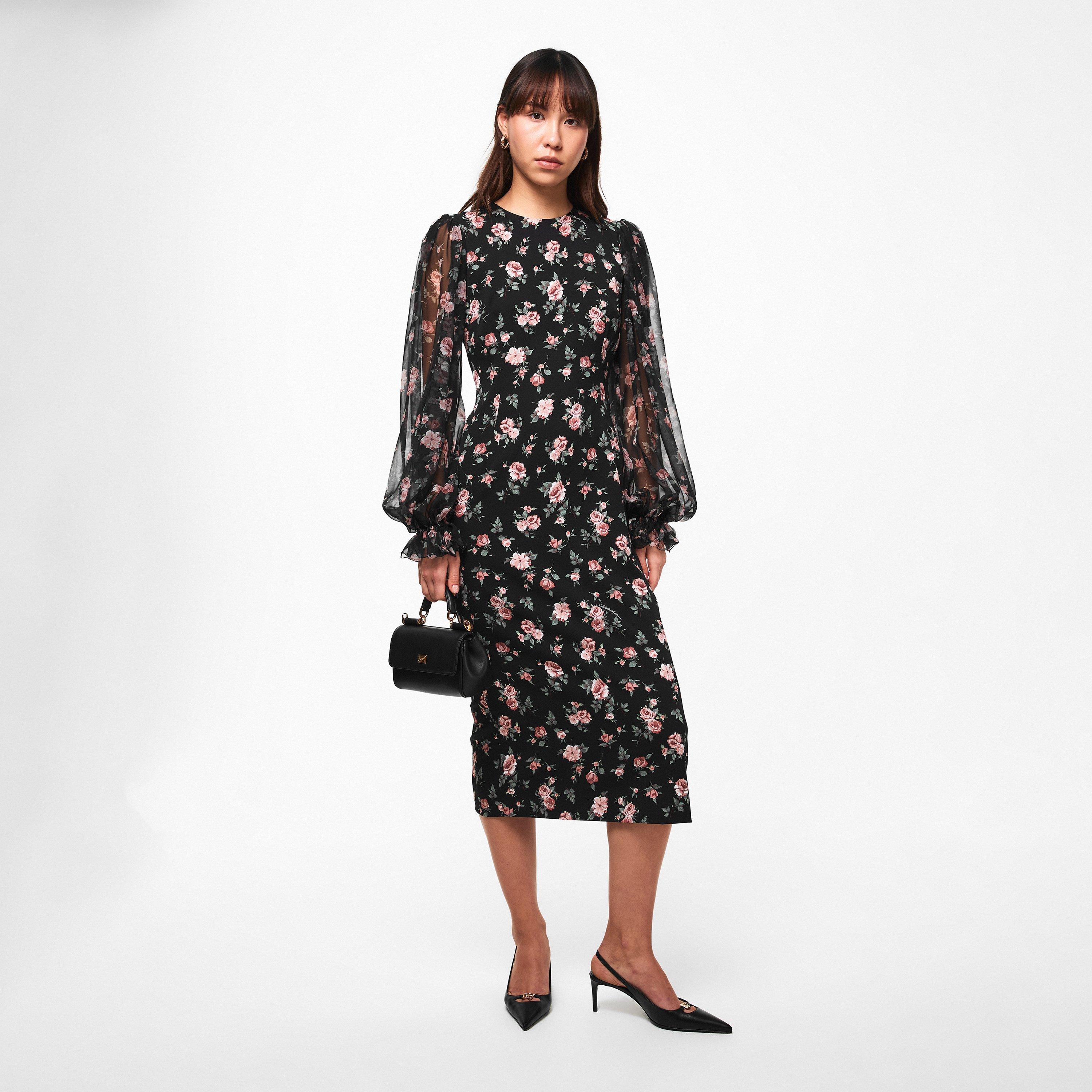 Rose Nero - Dolce and Gabbana - Women's Puff Sleeve Long Maxi Dress - 6