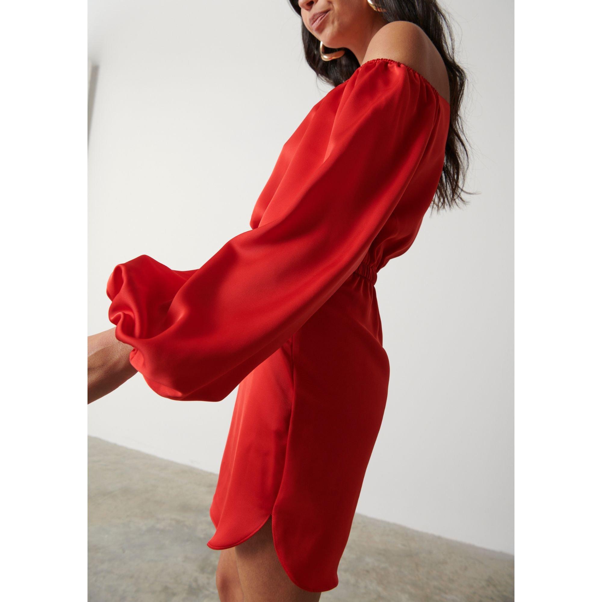 Rot - Pretty Lavish - Women's P Fern Off-Shoulder Bardot Mini Dress - 2
