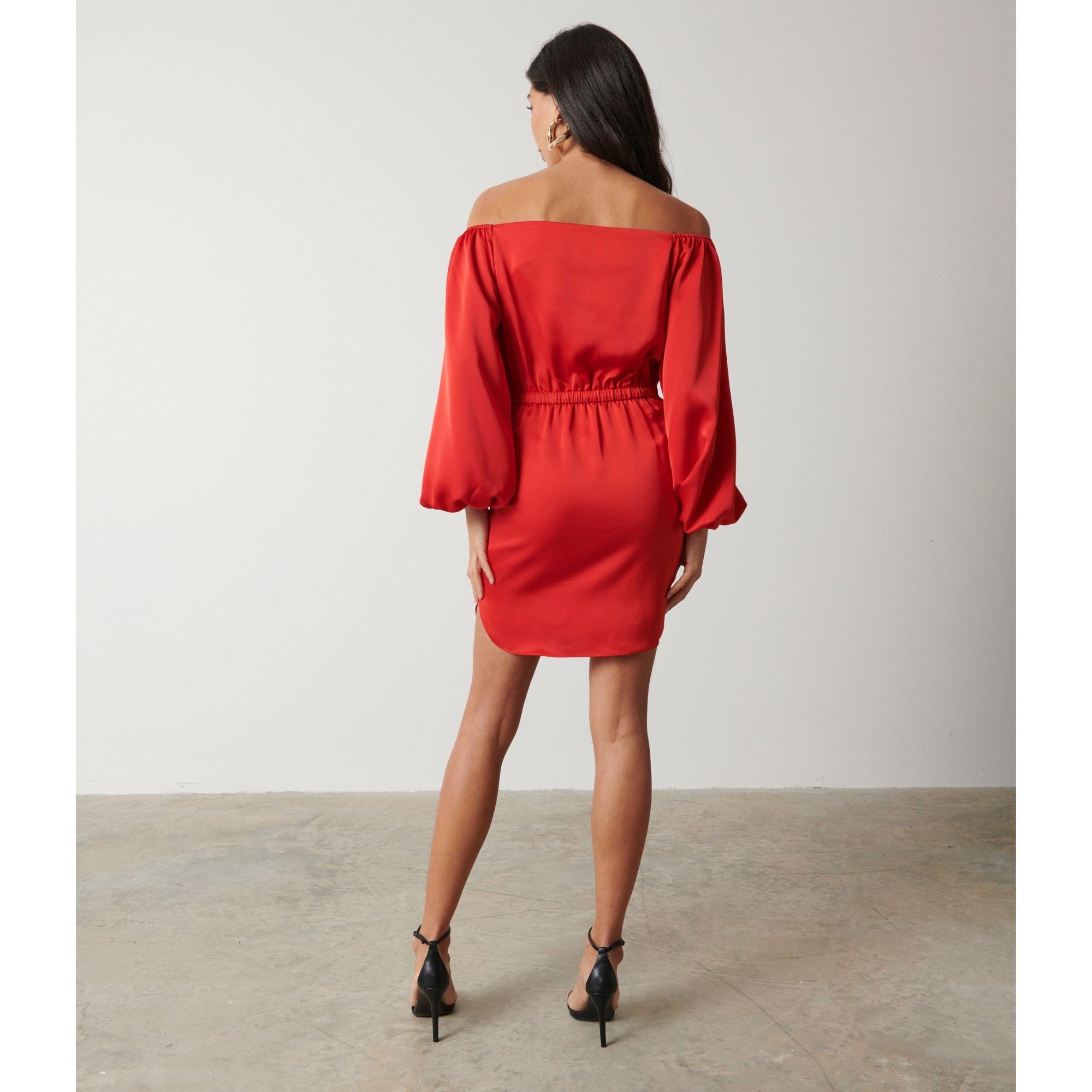 Rot - Pretty Lavish - Women's P Fern Off-Shoulder Bardot Mini Dress - 3
