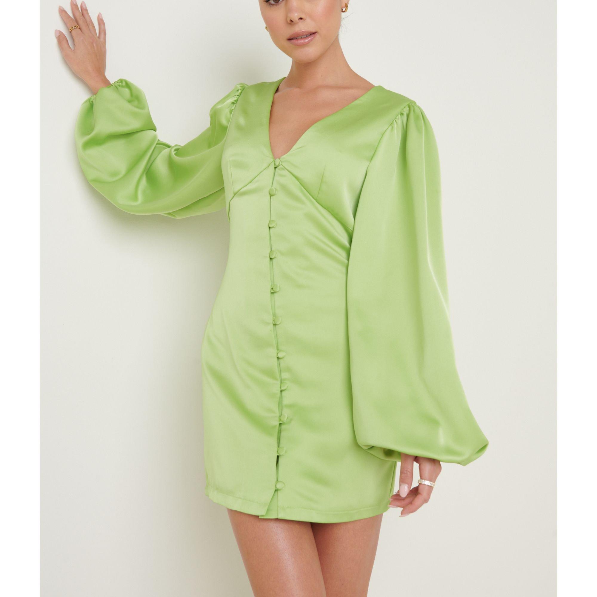 Apple Green - Pretty Lavish - P Naya Satin Mini Dress - 2