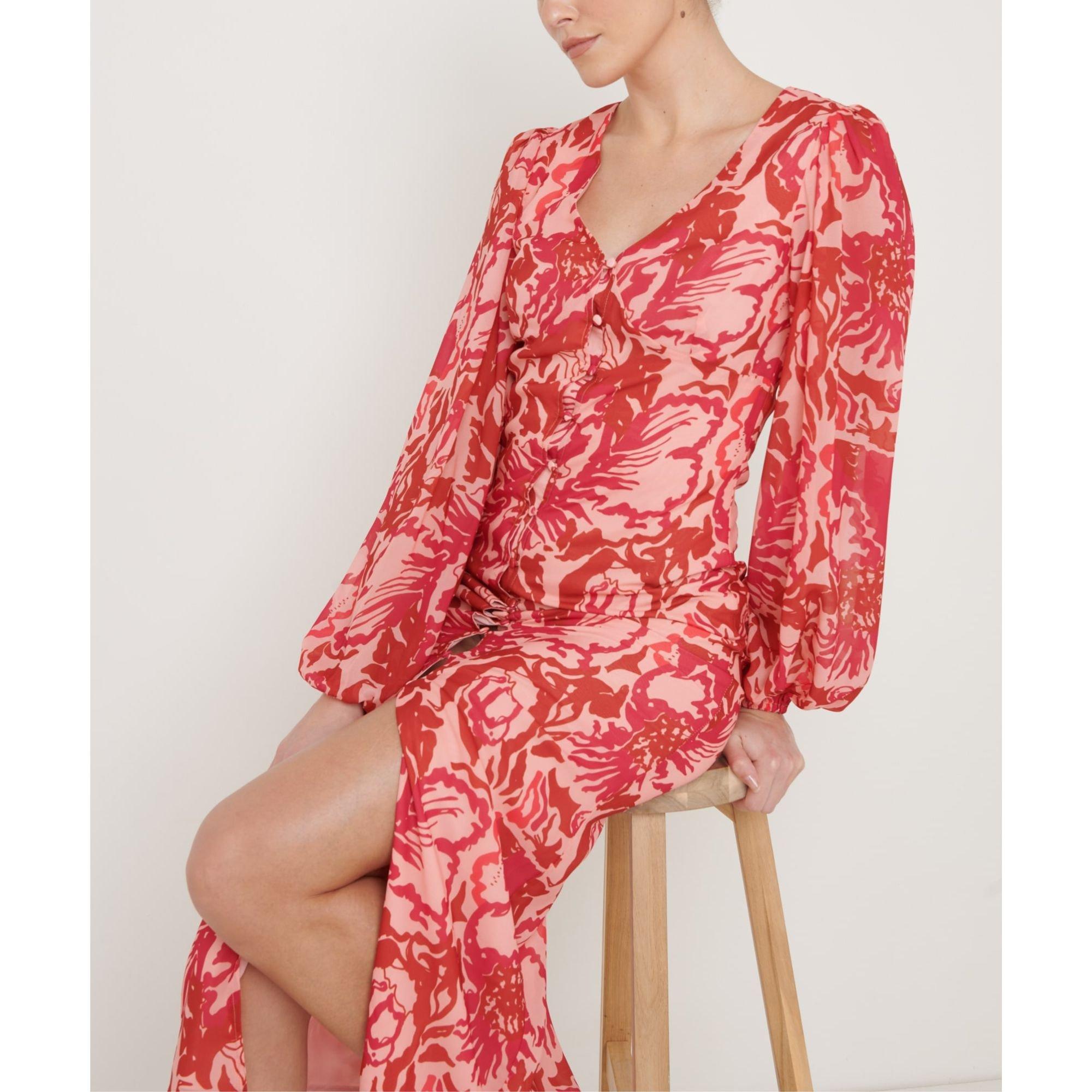 Pink & Red - Pretty Lavish - Women's Naya Midaxi Slinky Dress - 2