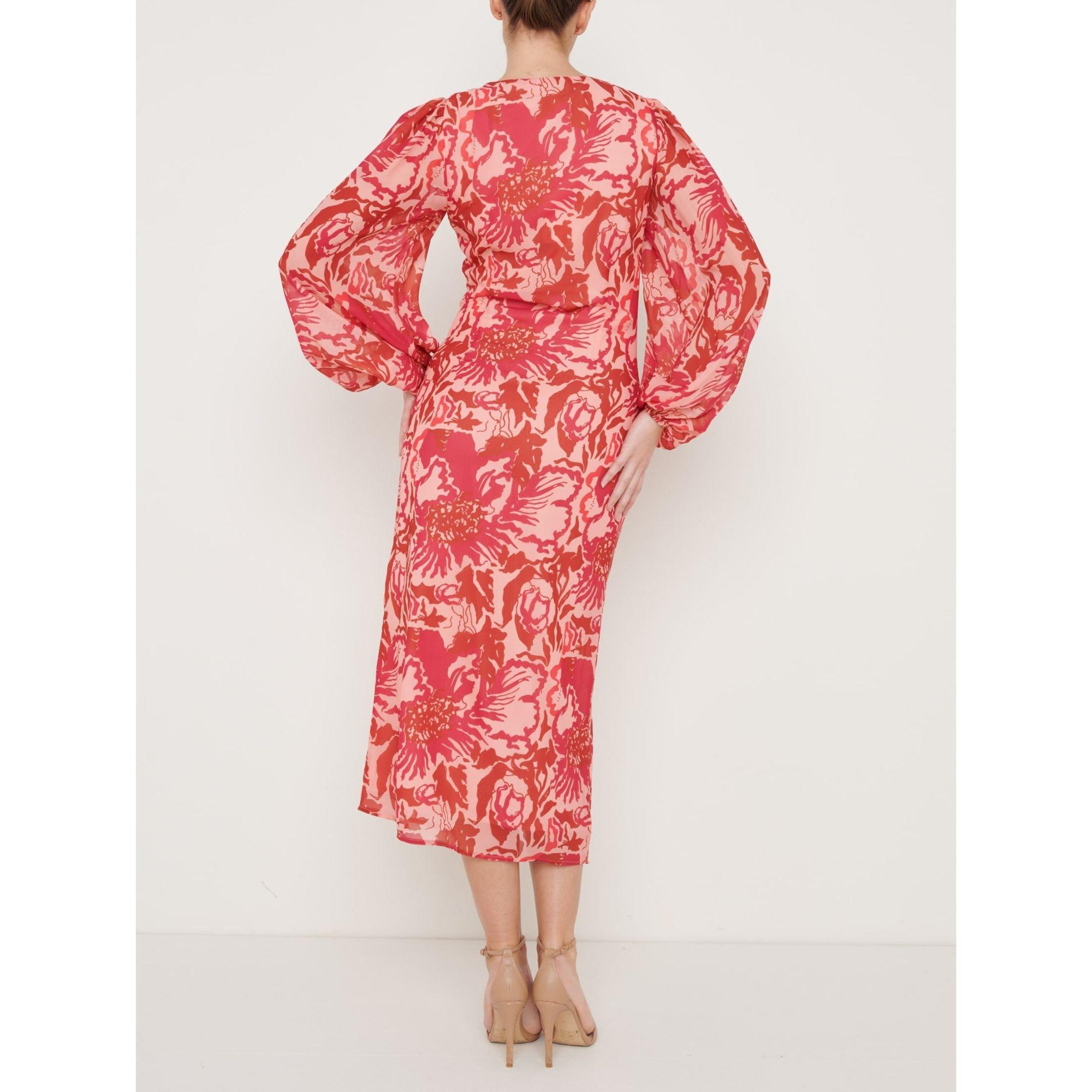 Pink & Red - Pretty Lavish - Women's Naya Midaxi Slinky Dress - 3