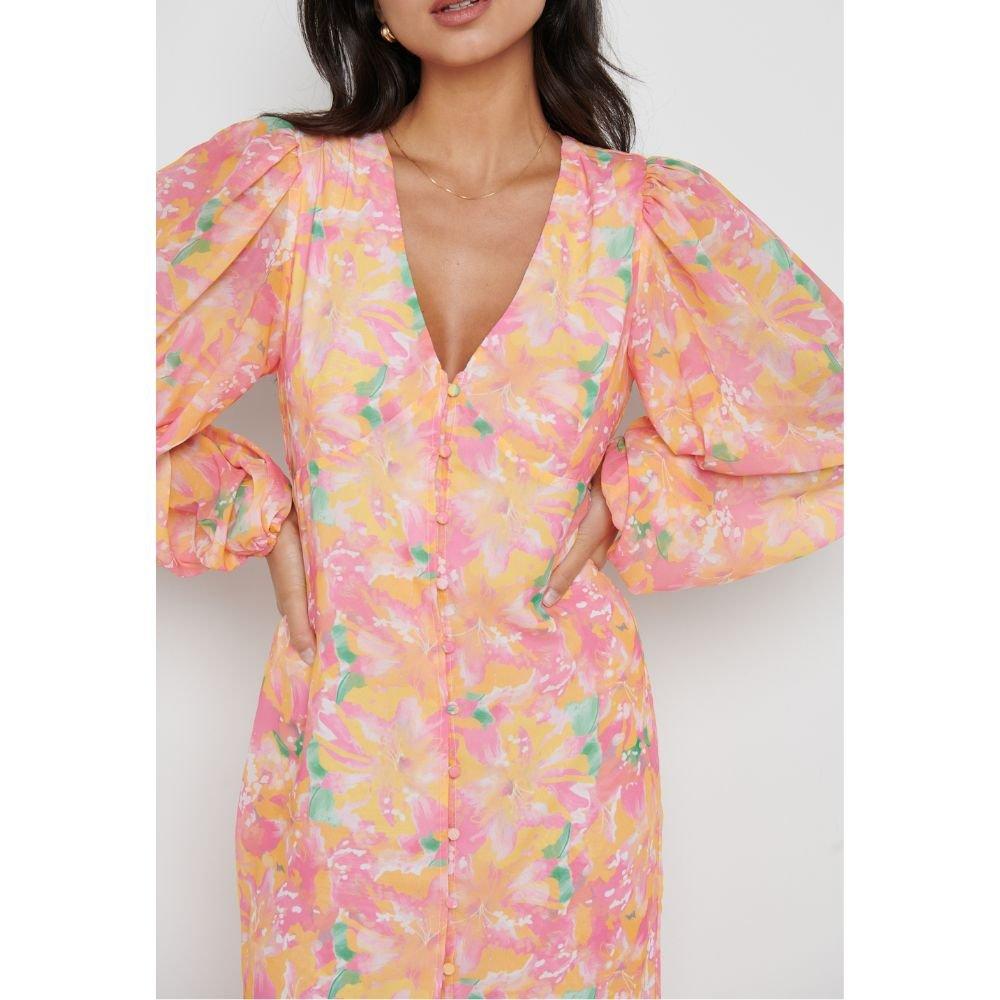 Orange & Pink - Pretty Lavish - Naya Midaxi Slinky Dress - 2