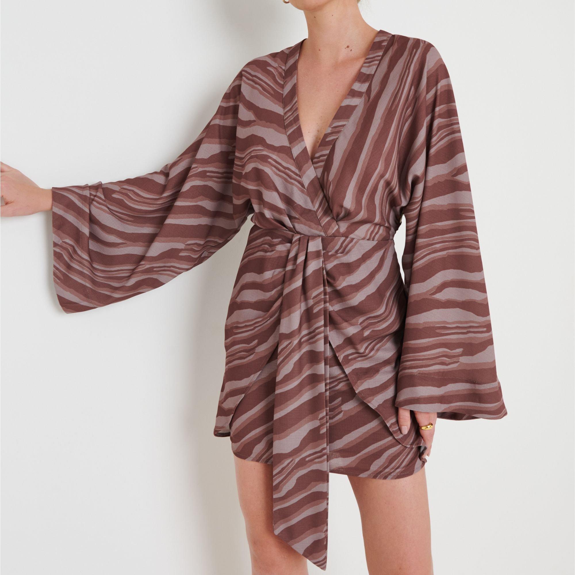 Brown - Pretty Lavish - Women's P. Luise Drape Mini Dress - 1