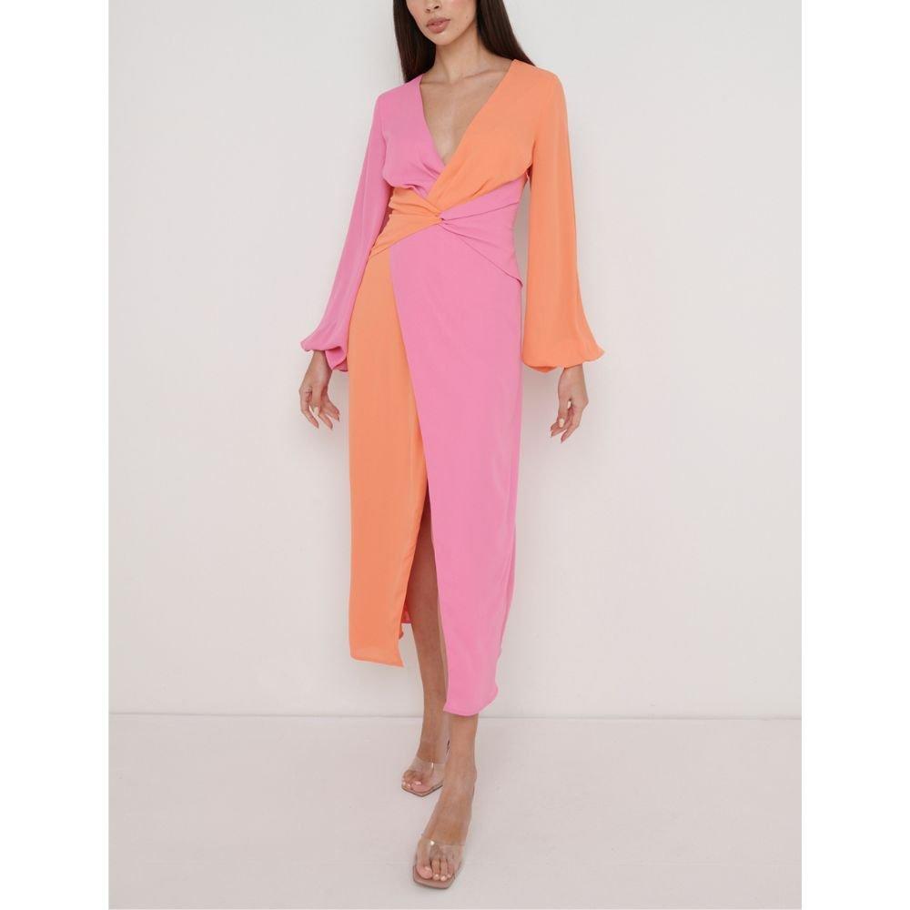 Orange & Pink - Pretty Lavish - Women's Wrap Dress - 1