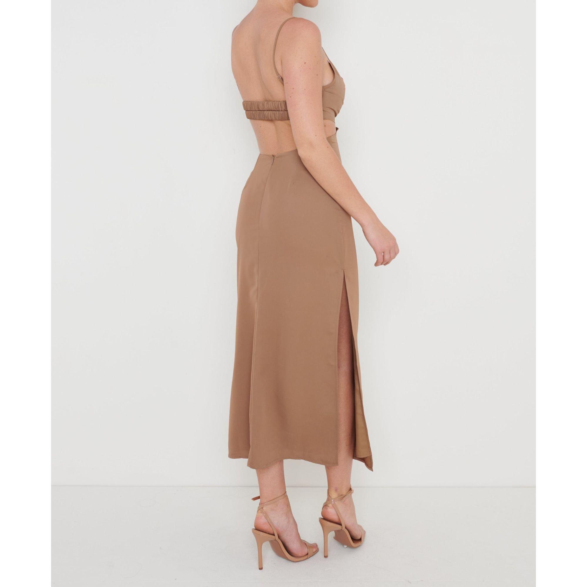 Brown - Pretty Lavish - Reva Midi Cut Out Dress - 3