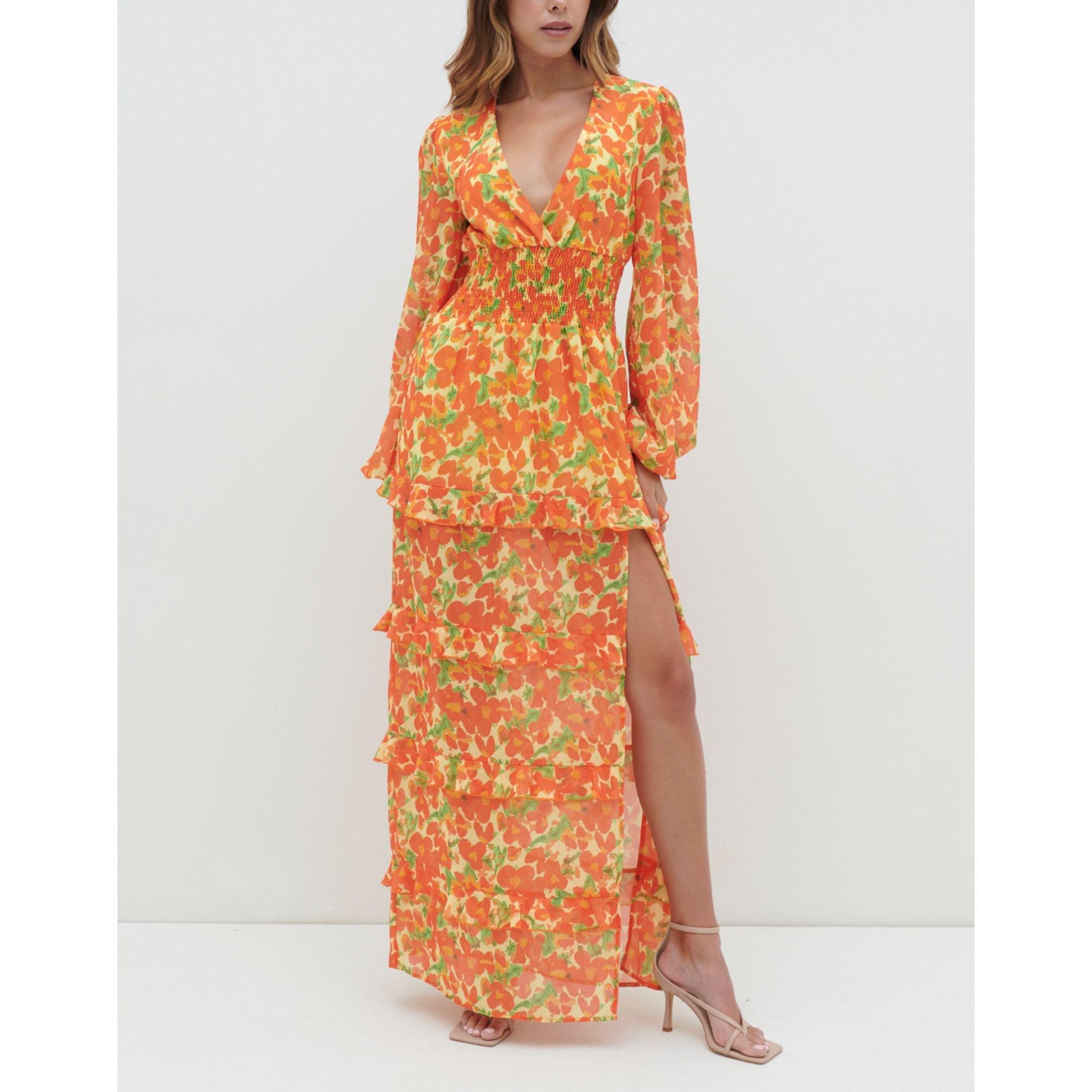 Orange & Yellow - Pretty Lavish - Women's Maxi Dress - 1