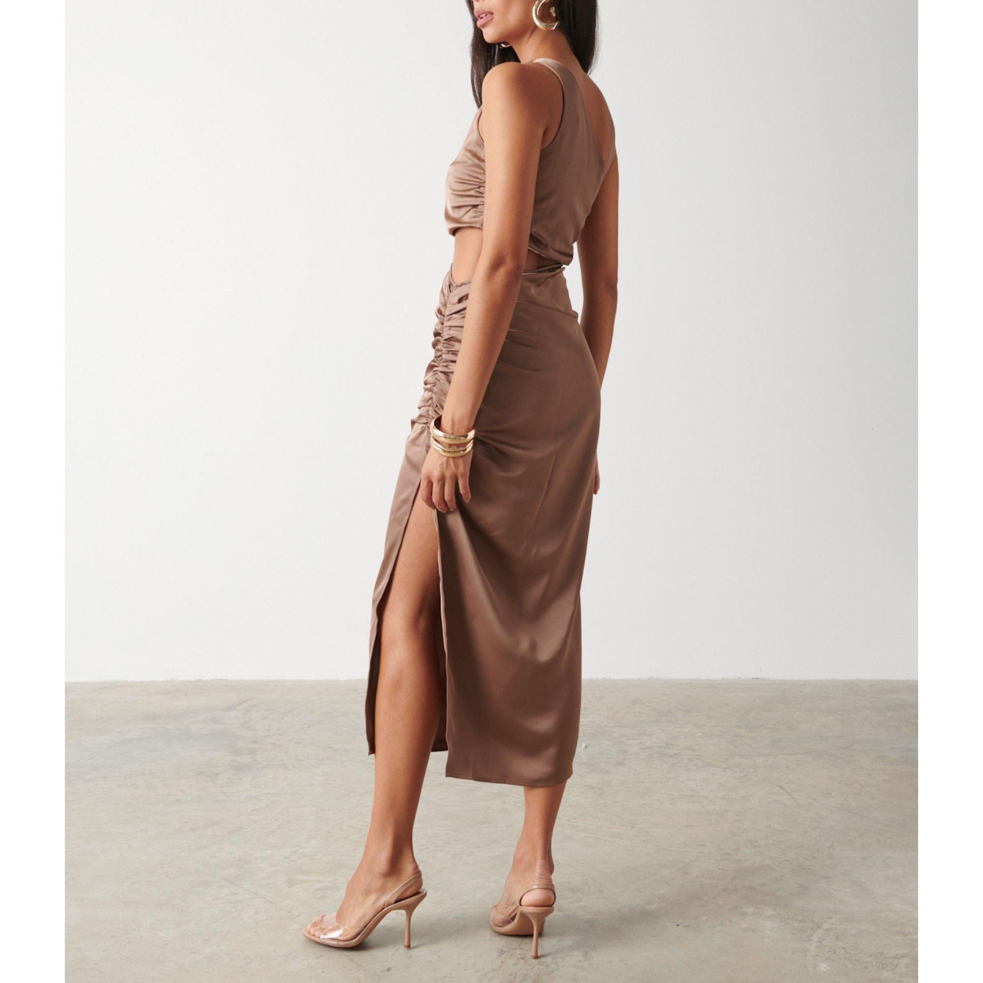 Mocha - Pretty Lavish - Women's Cut Out Structured Fit Dress - 3