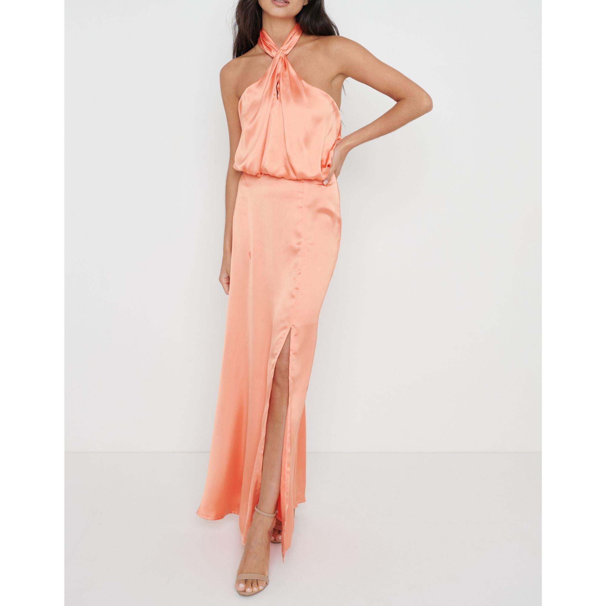Orange - Pretty Lavish - Women's Halter Maxi Dress - 1