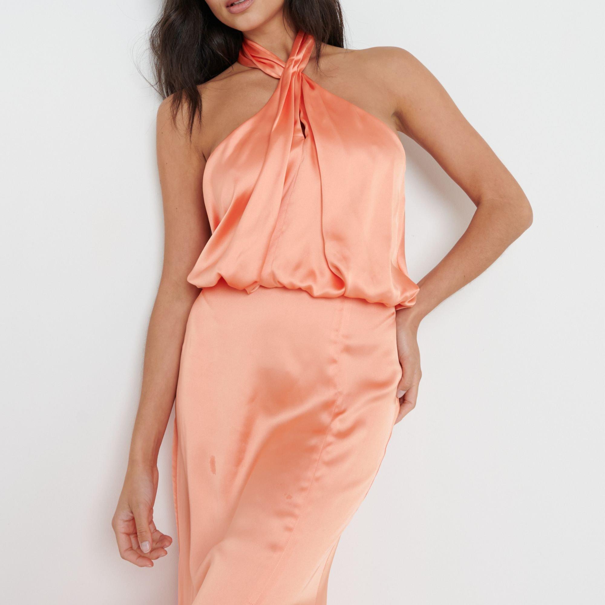 Orange - Pretty Lavish - Halter Maxi Dress - 2