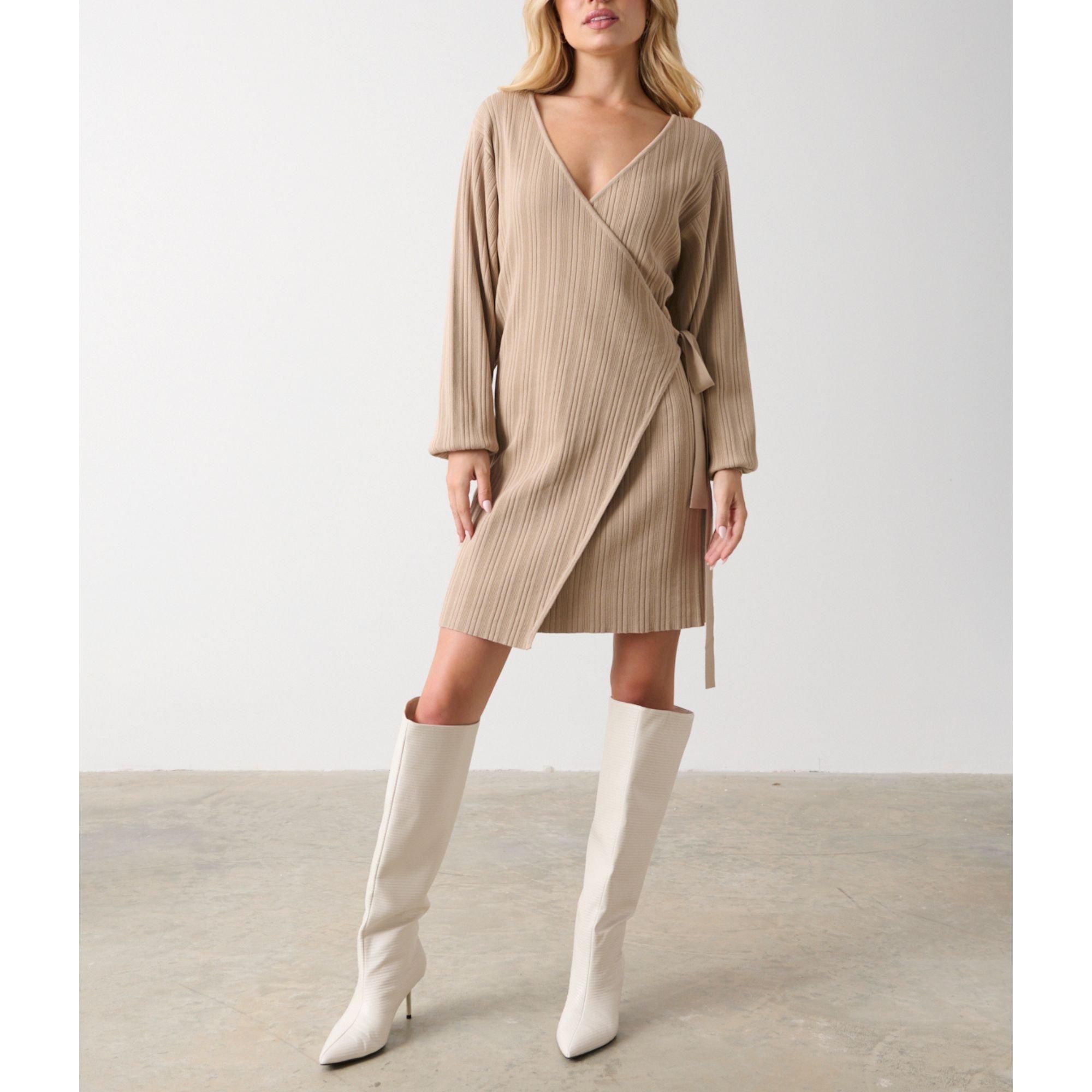 Beige - Pretty Lavish - Women's Plisse Mini Dress - 1