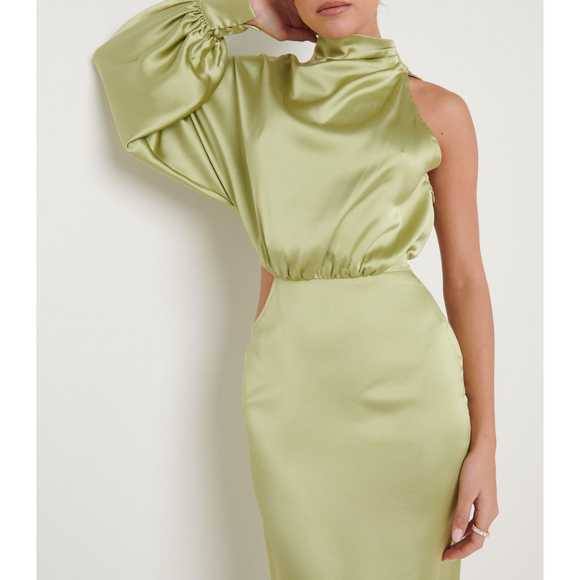 Olive - Pretty Lavish - Satin Cut Out Dress - 2