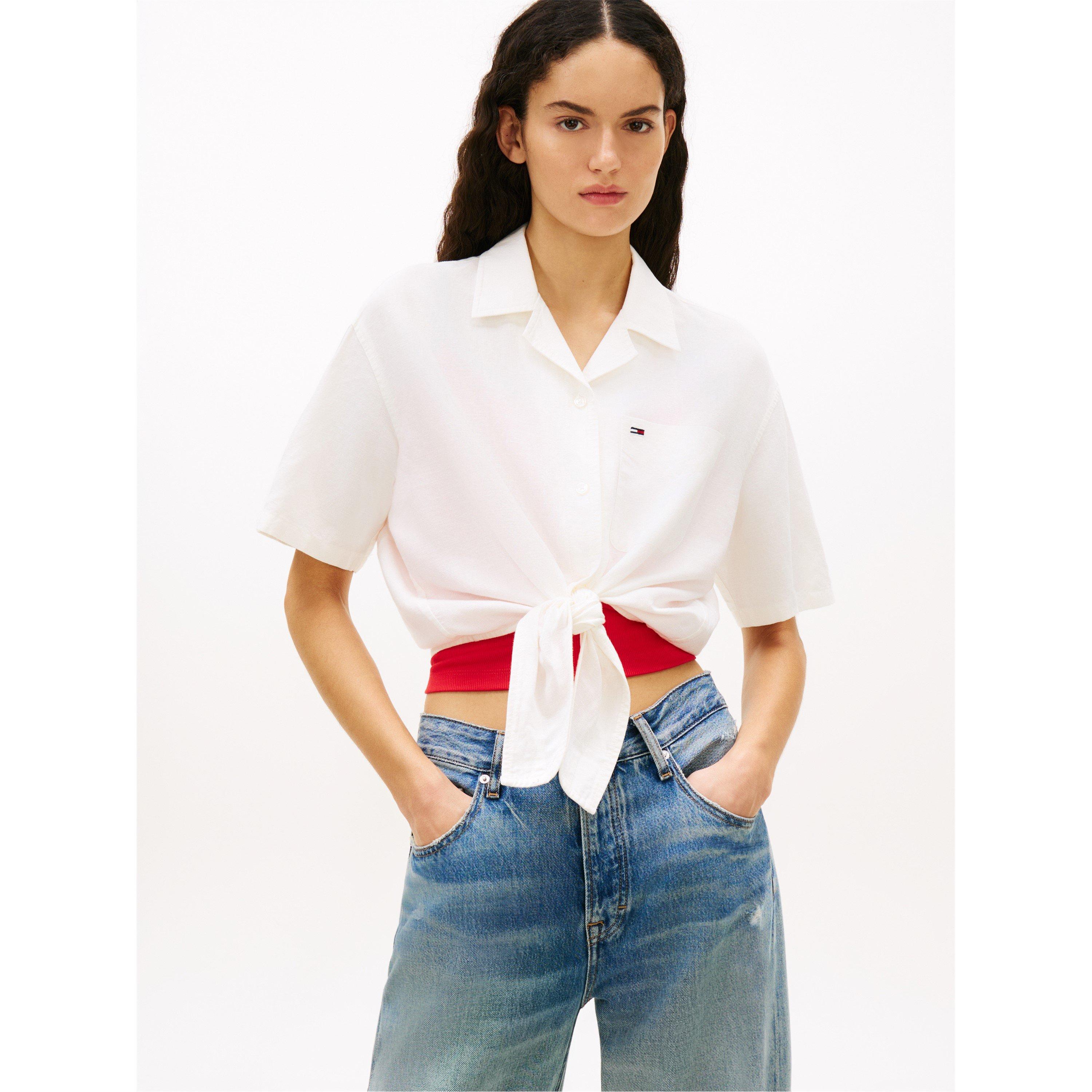 Ecru - Tommy Jeans - Women's Short Sleeve Plain Shirt - 2