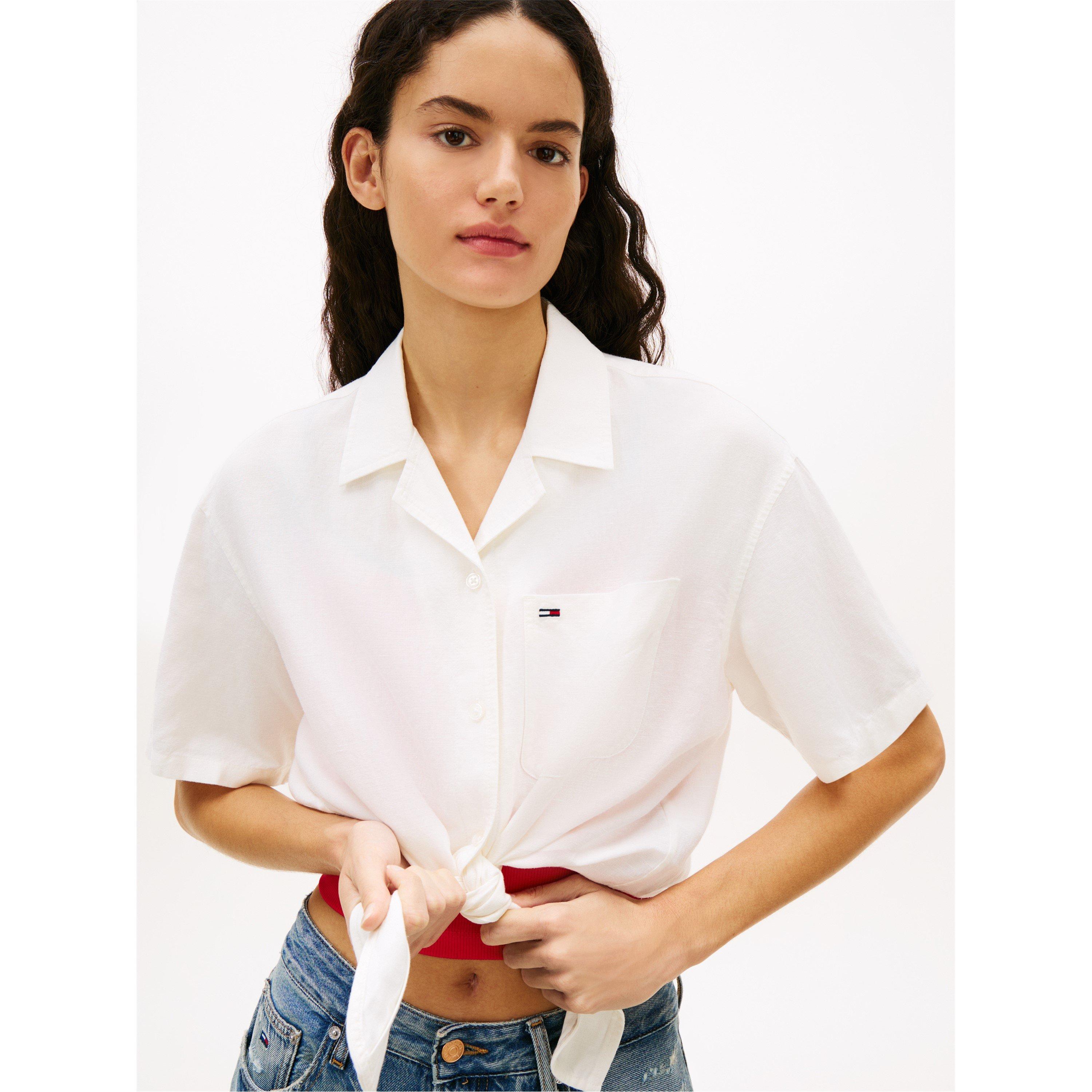 Ecru - Tommy Jeans - Women's Short Sleeve Plain Shirt - 3