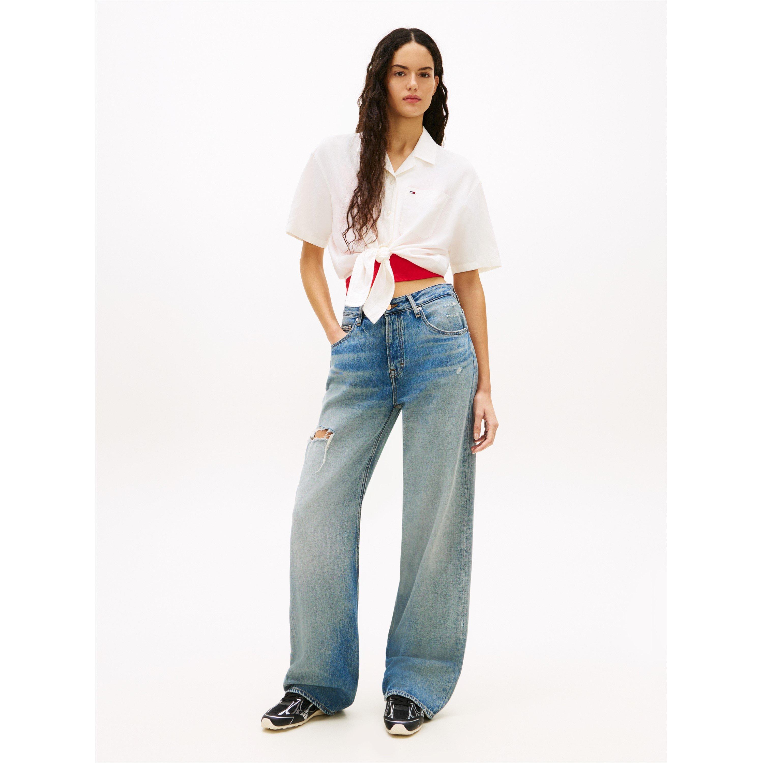 Ecru - Tommy Jeans - Women's Short Sleeve Plain Shirt - 4