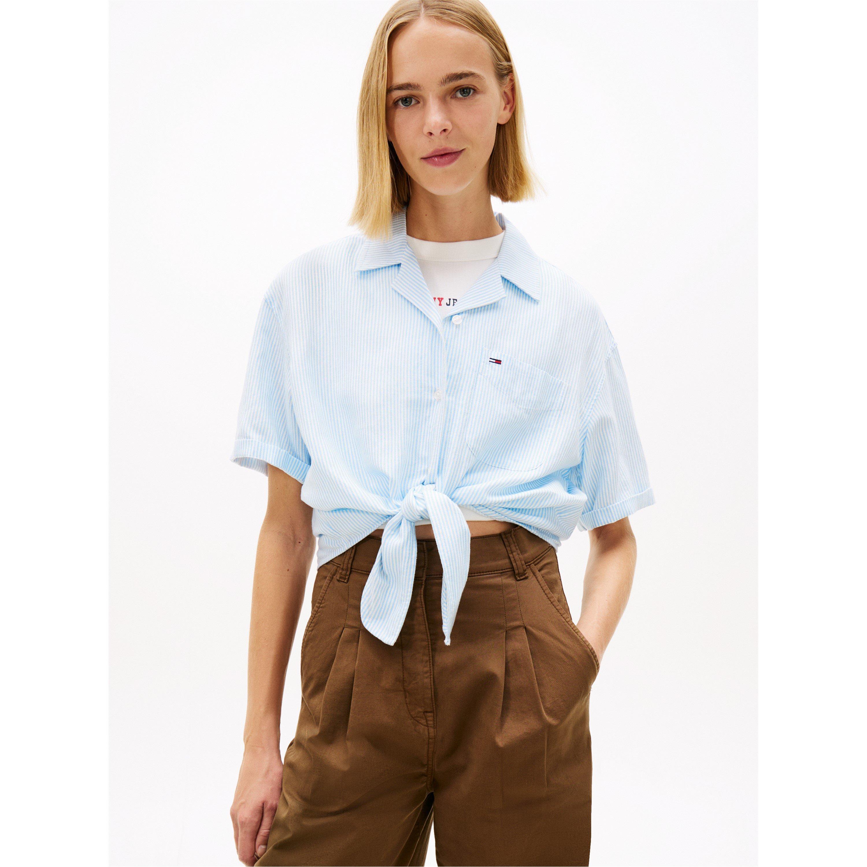 Powd Blue/Str - Tommy Jeans - Women's Short Sleeve Plain Shirt - 2