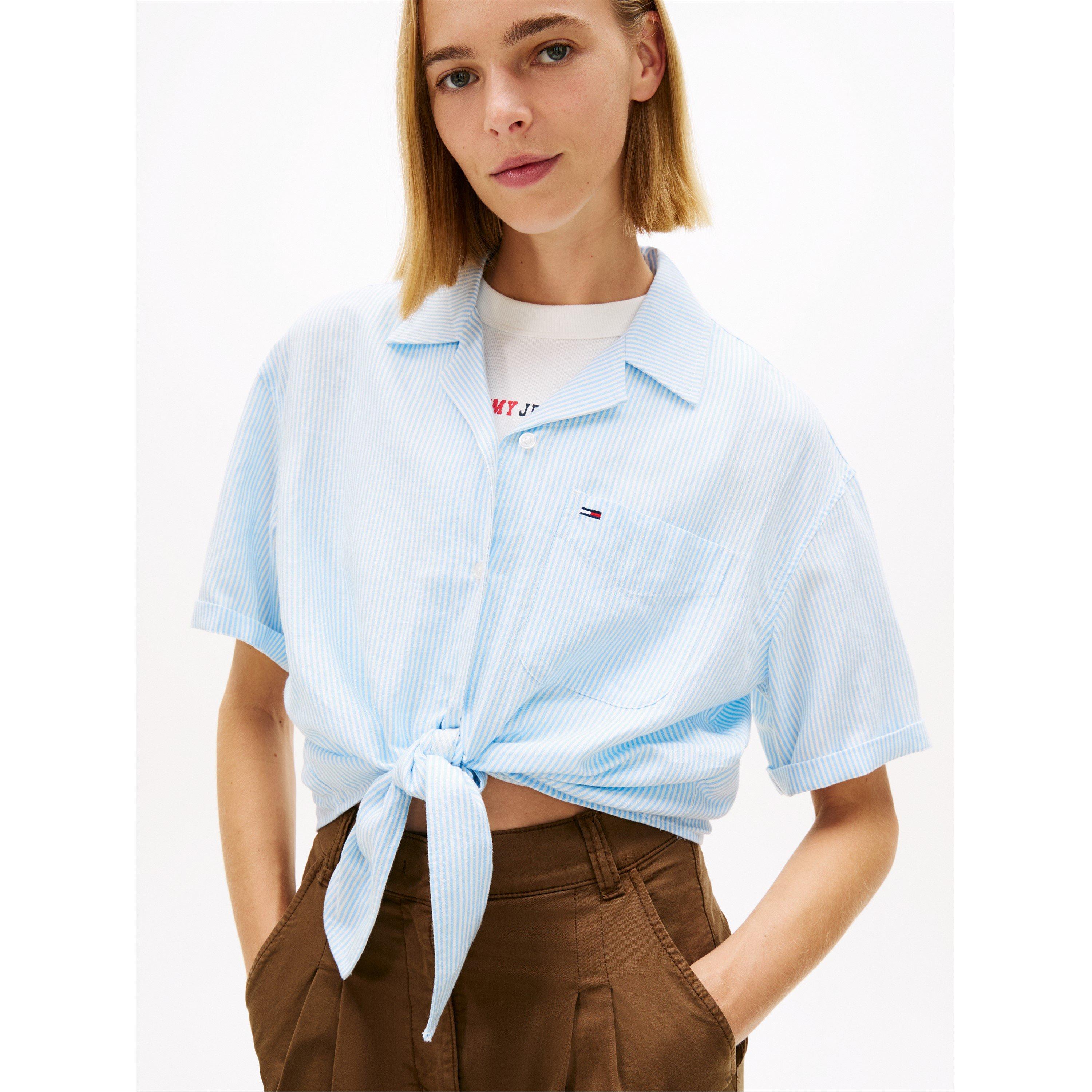 Powd Blue/Str - Tommy Jeans - Women's Short Sleeve Plain Shirt - 3