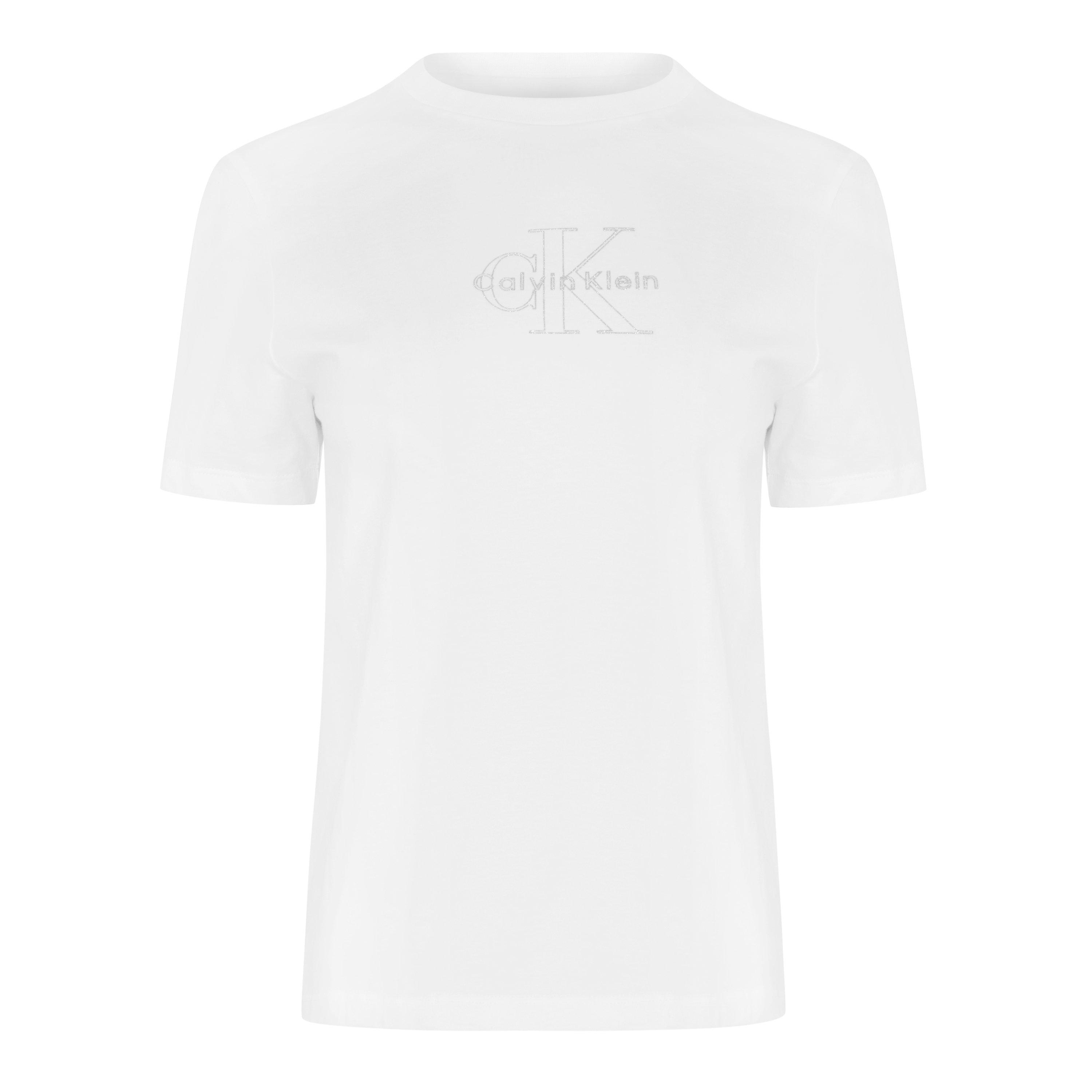 Calvin Klein Jeans Women's Glitter White Logo T-Shirt - 10 (S)