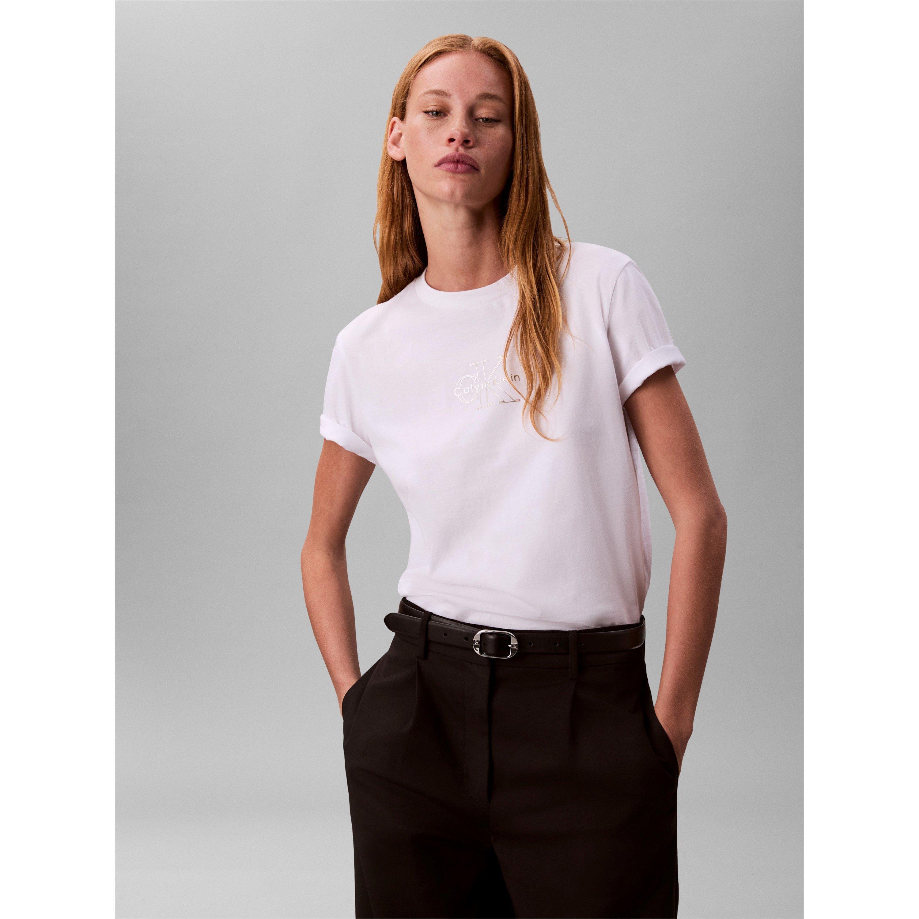 Glitter Wht 62 - Calvin Klein Jeans - Womens Logo T-Shirt - 3