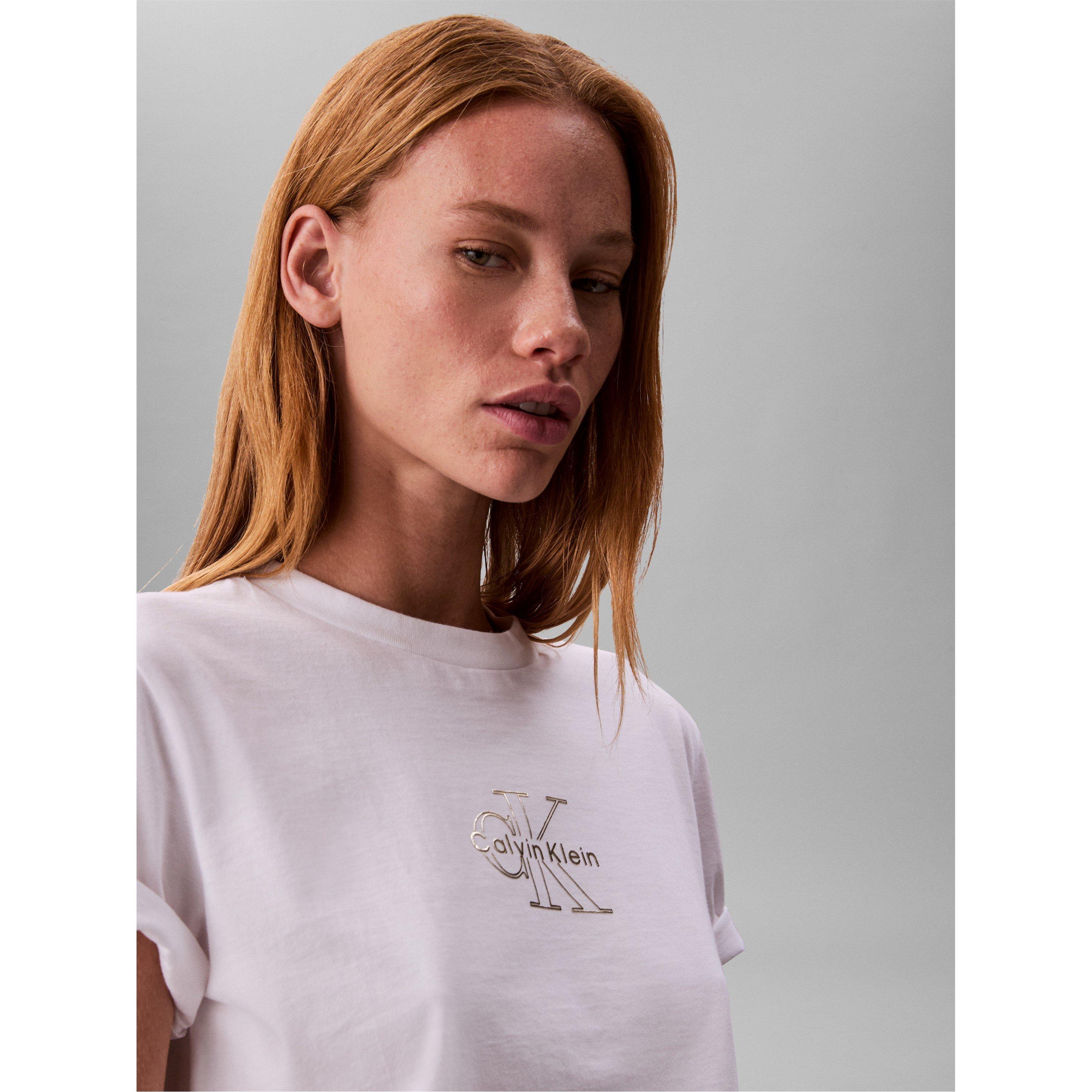 Glitter Wht 62 - Calvin Klein Jeans - Womens Logo T-Shirt - 5