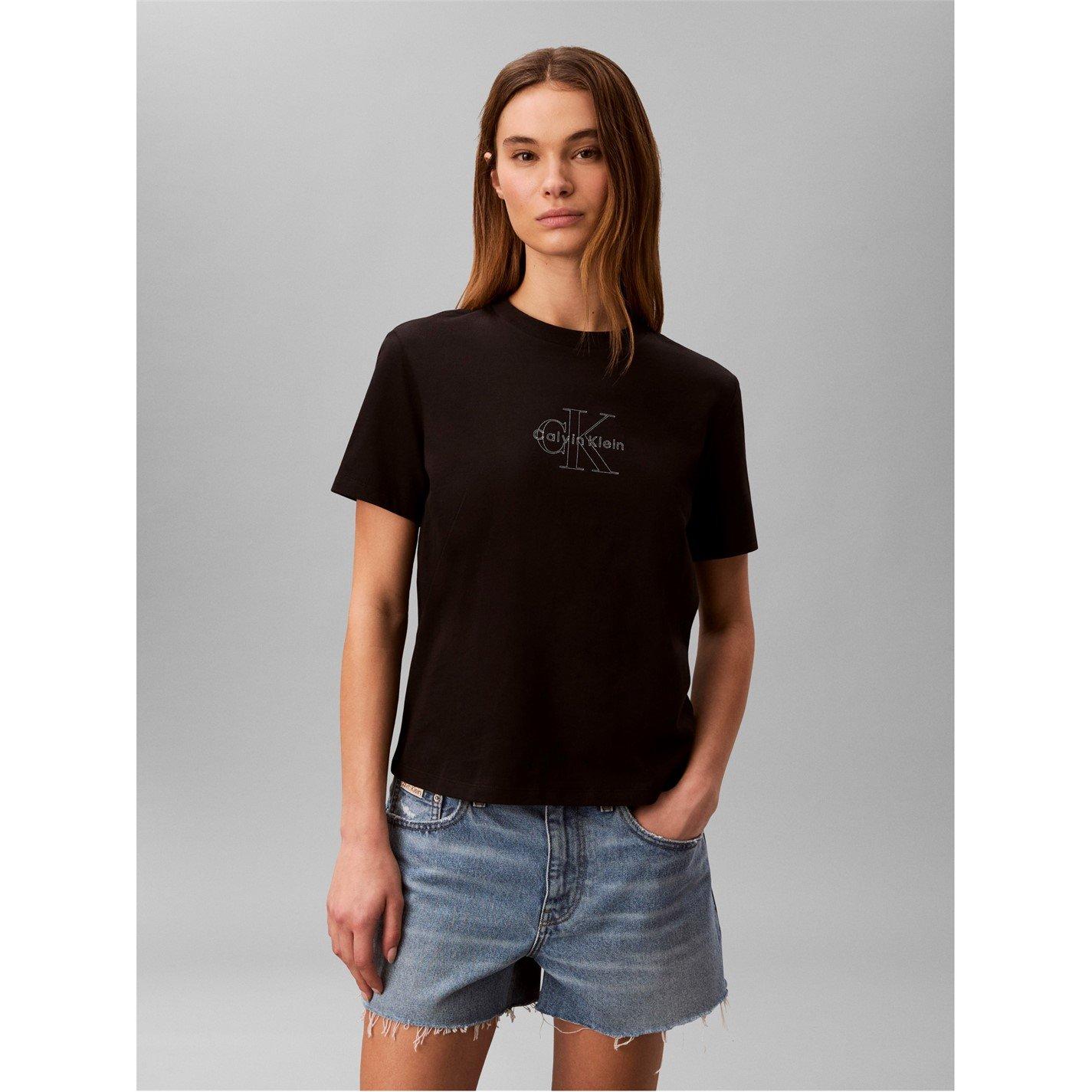 Glitter Blk 62 - Calvin Klein Jeans - Womens Logo T-Shirt - 1
