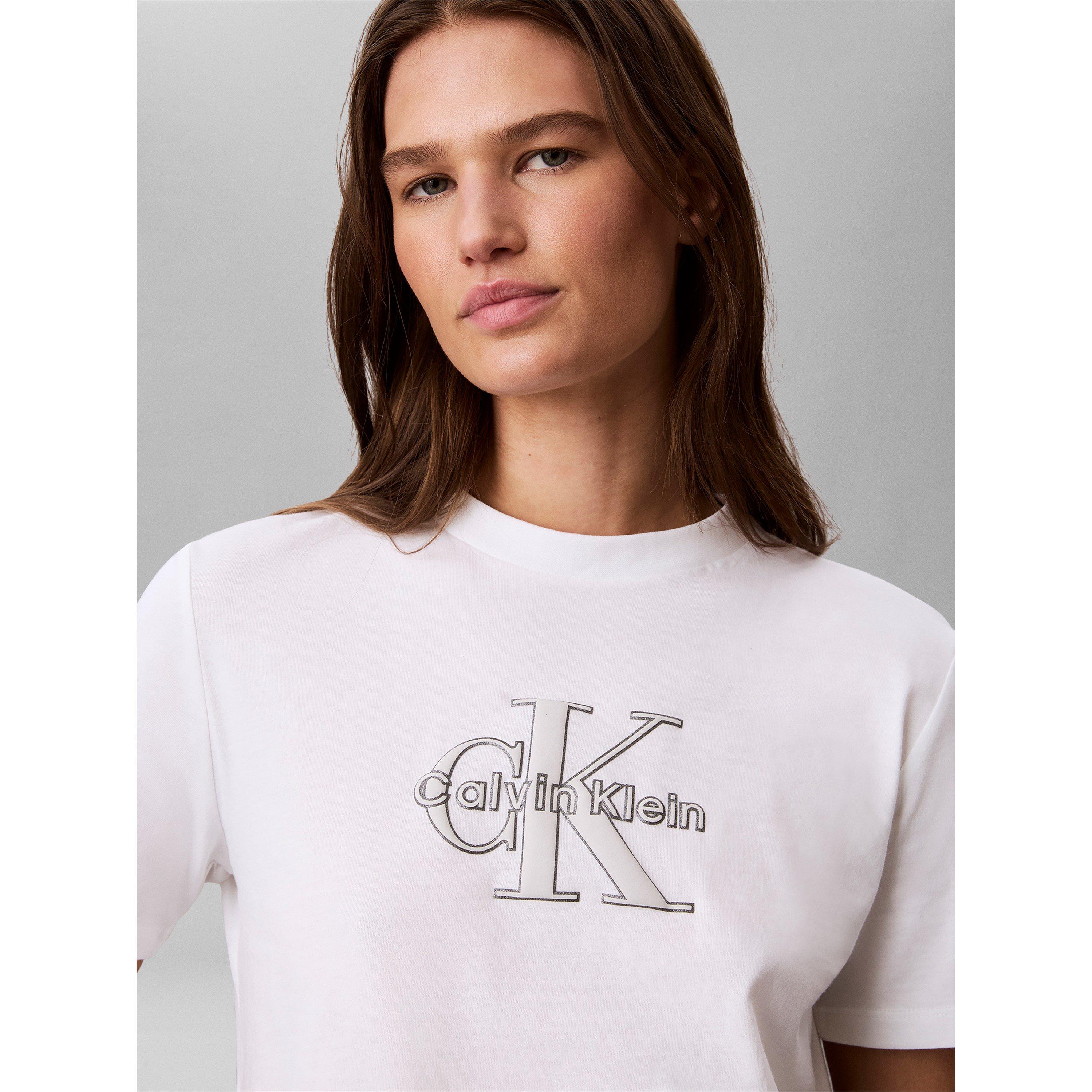 Glitter Wht 64 - Calvin Klein Jeans - Womens Logo T-Shirt - 2