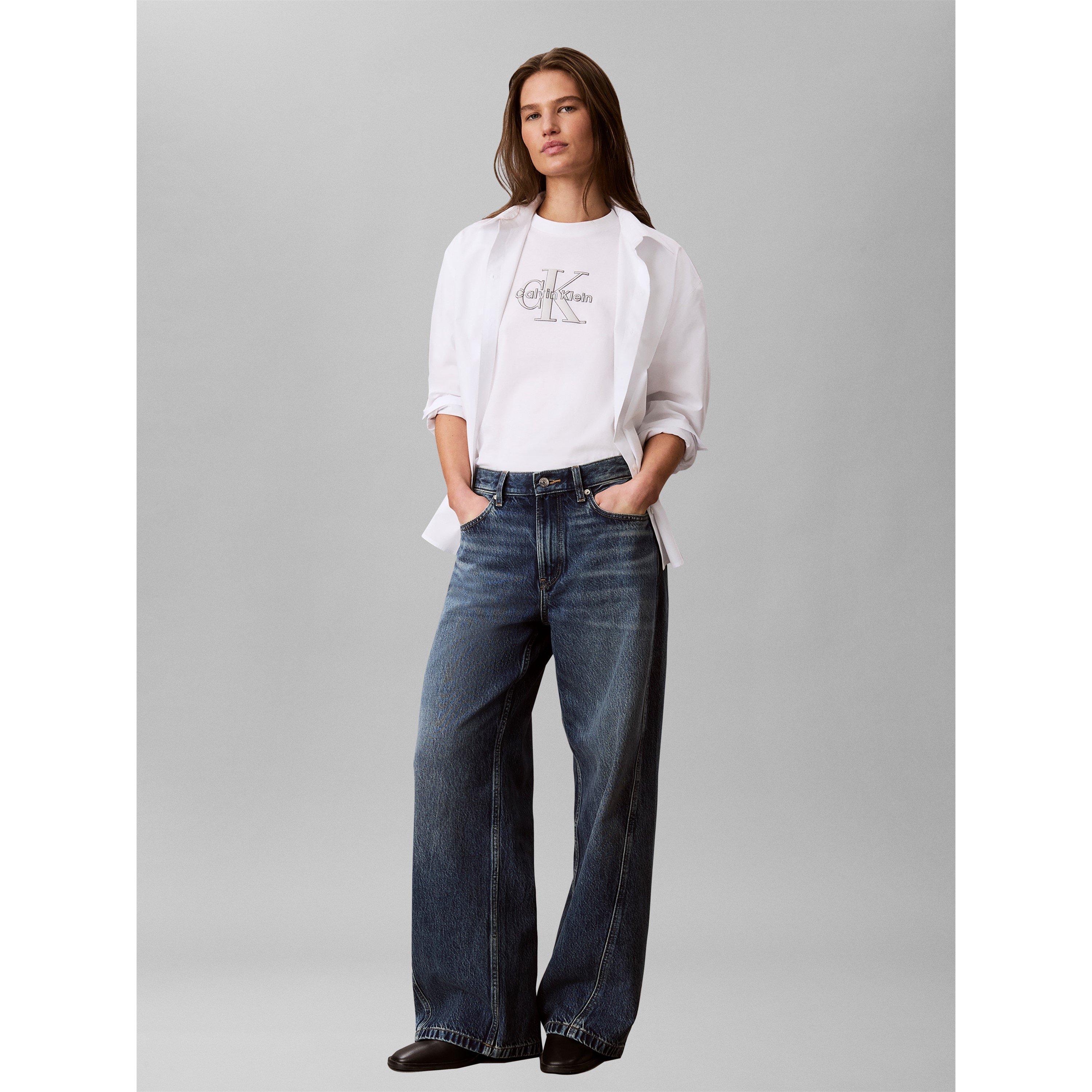Glitter Wht 64 - Calvin Klein Jeans - Womens Logo T-Shirt - 4
