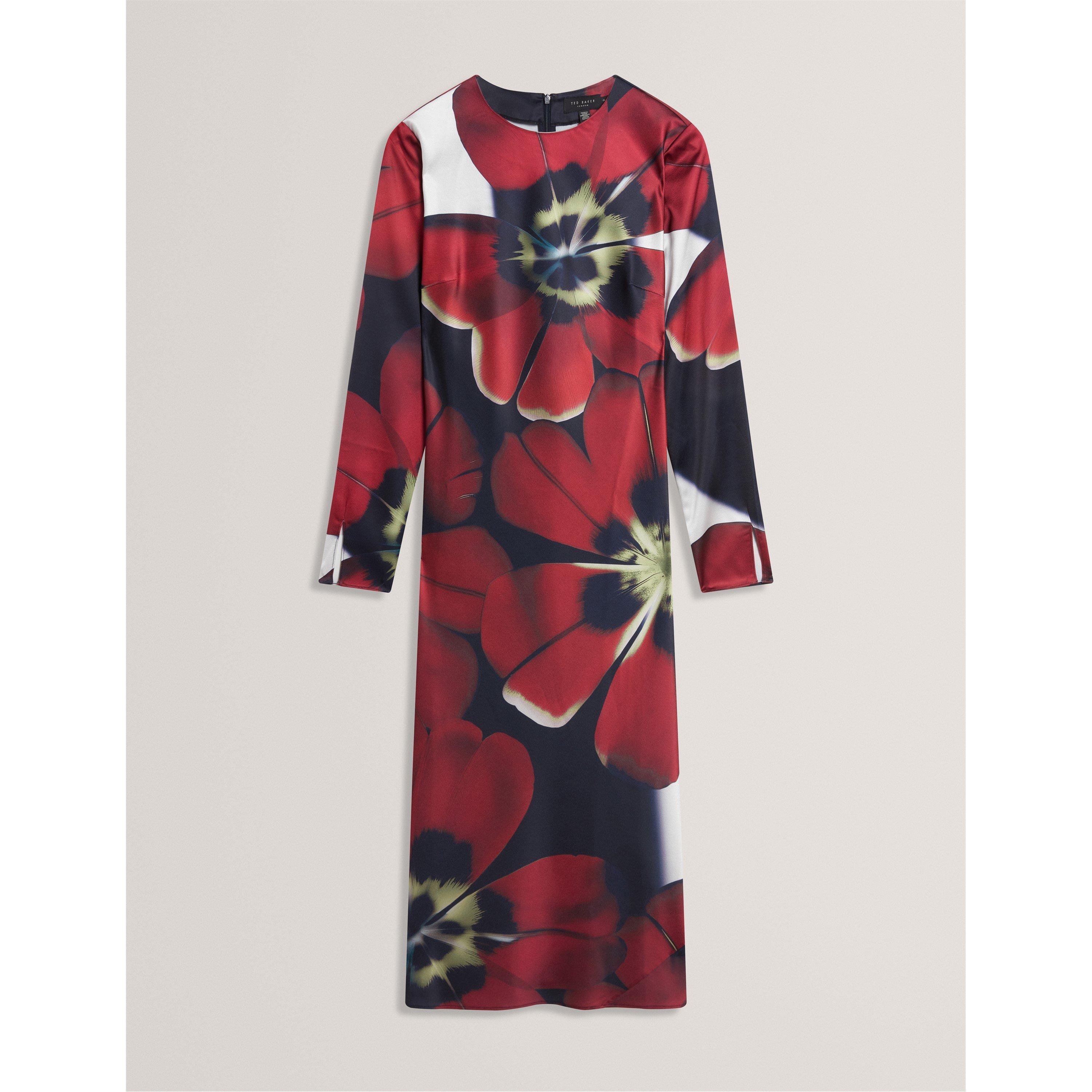 Navy - Ted Baker - Women's Long Sleeve Print Tea Dress - 1