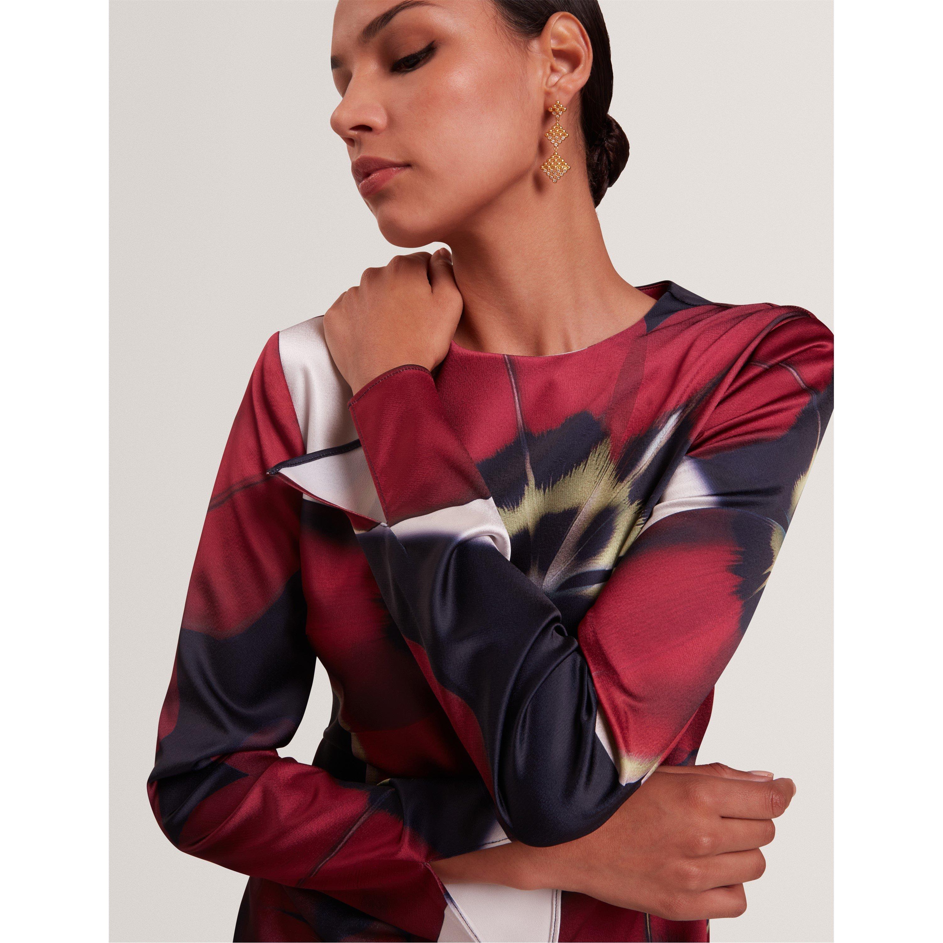 Navy - Ted Baker - Ted LS Print Dress Ld61 - 4