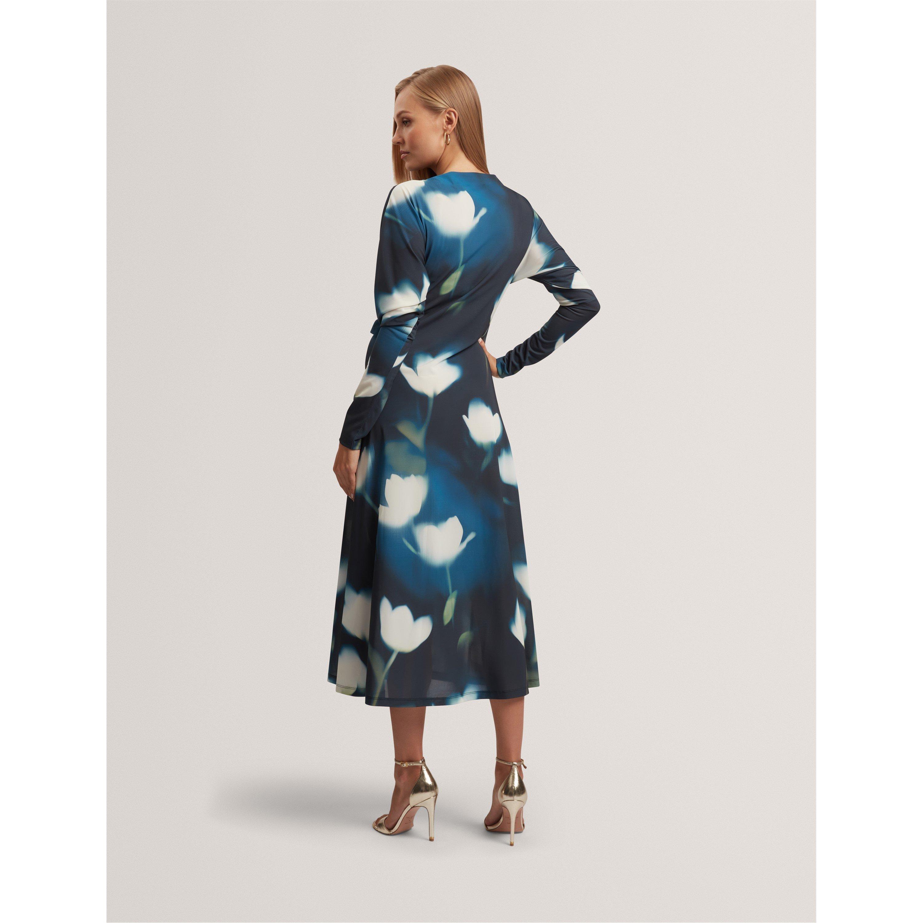 Navy - Ted Baker - Ted Print Wrap Dress Ld61 - 3