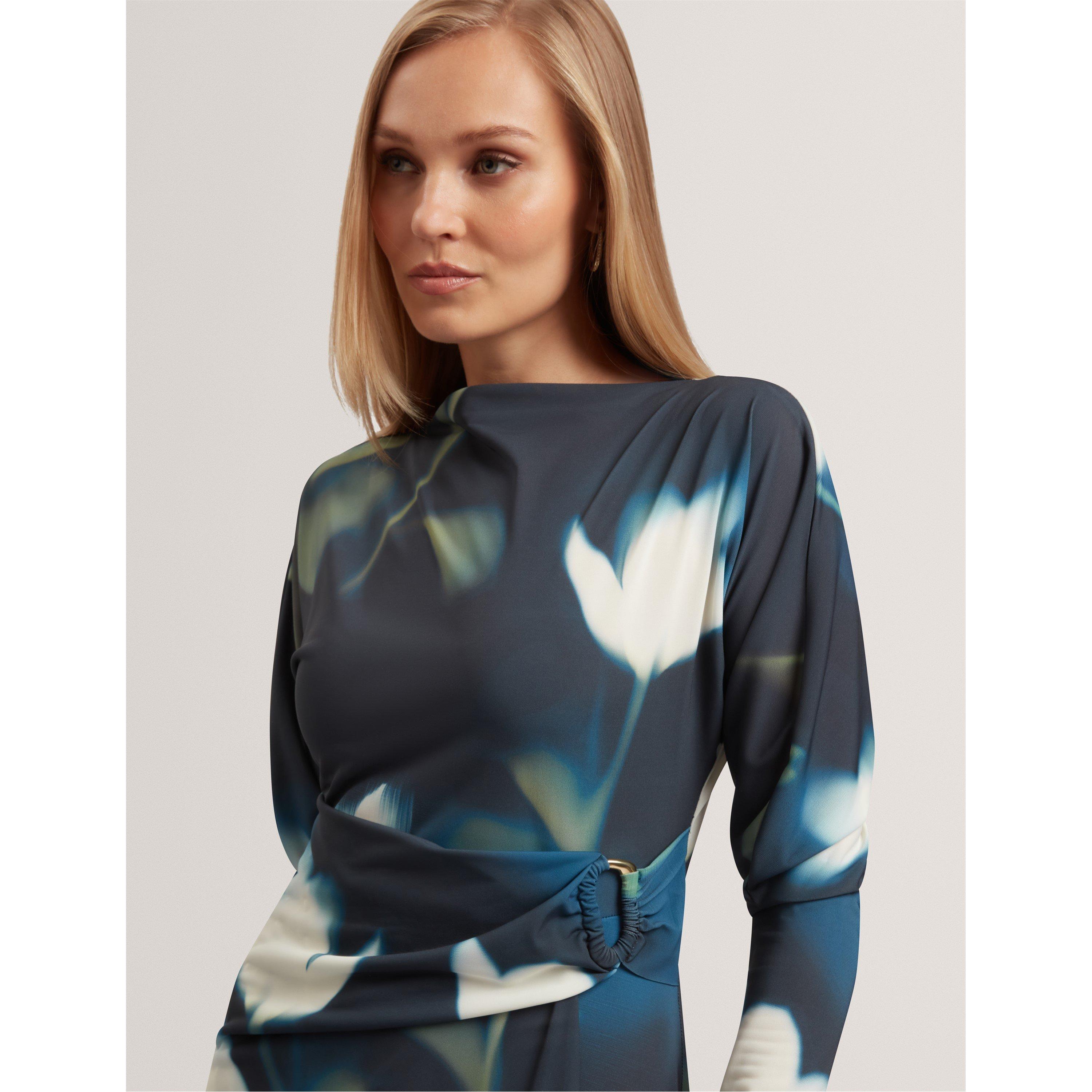 Navy - Ted Baker - Ted Print Wrap Dress Ld61 - 4