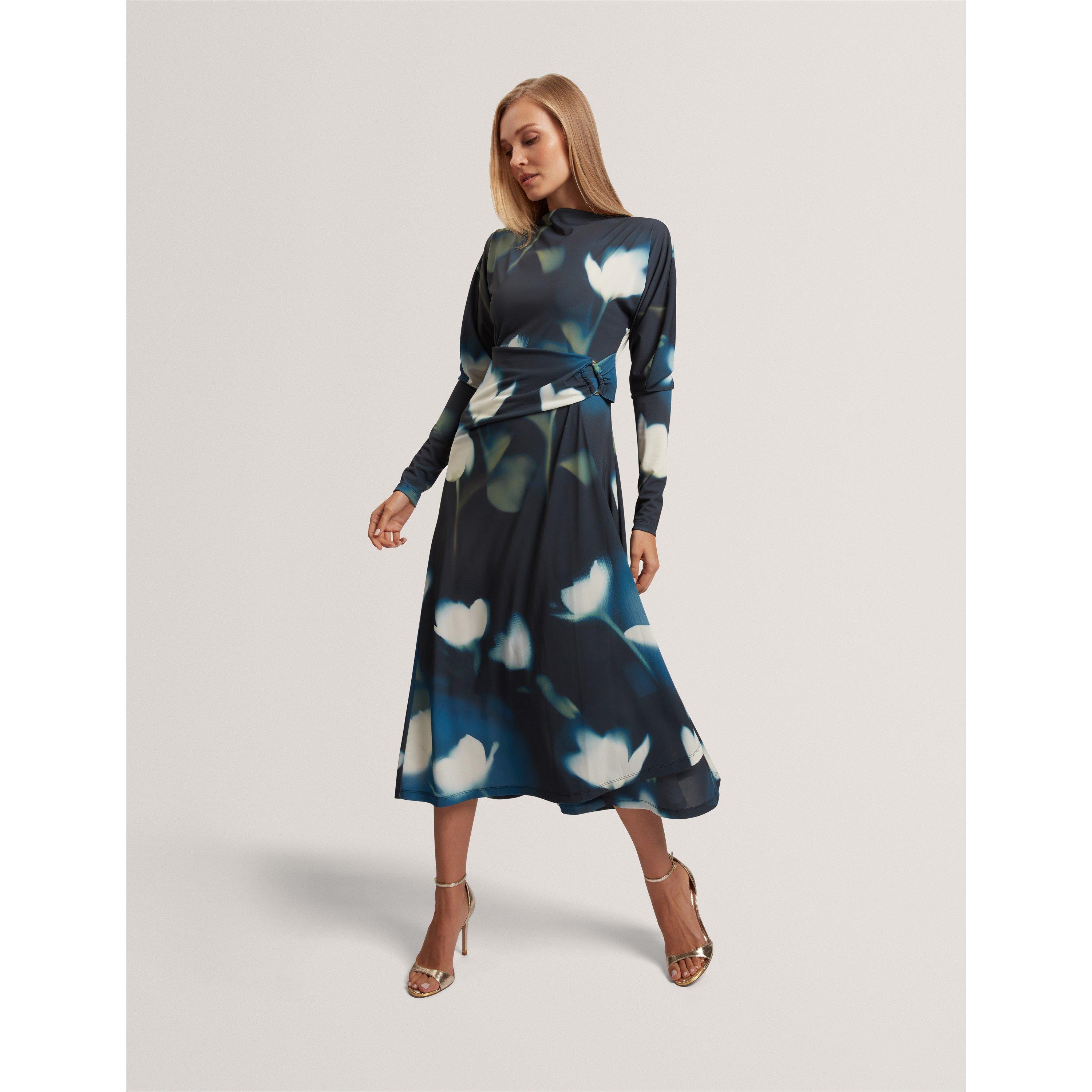 Navy - Ted Baker - Ted Print Wrap Dress Ld61 - 5