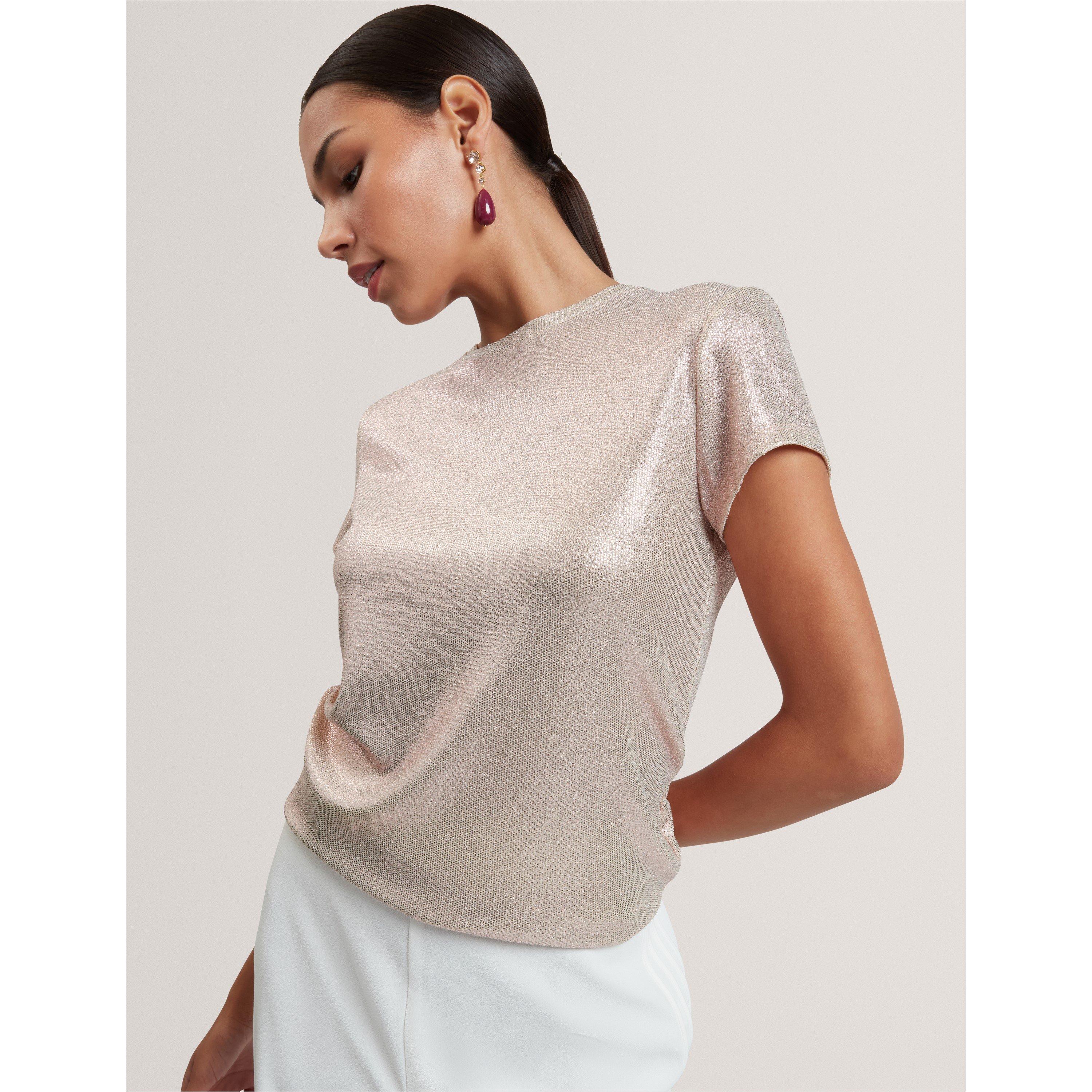 Pink - Ted Baker - Ted Metallic SS Top Ld61 - 2