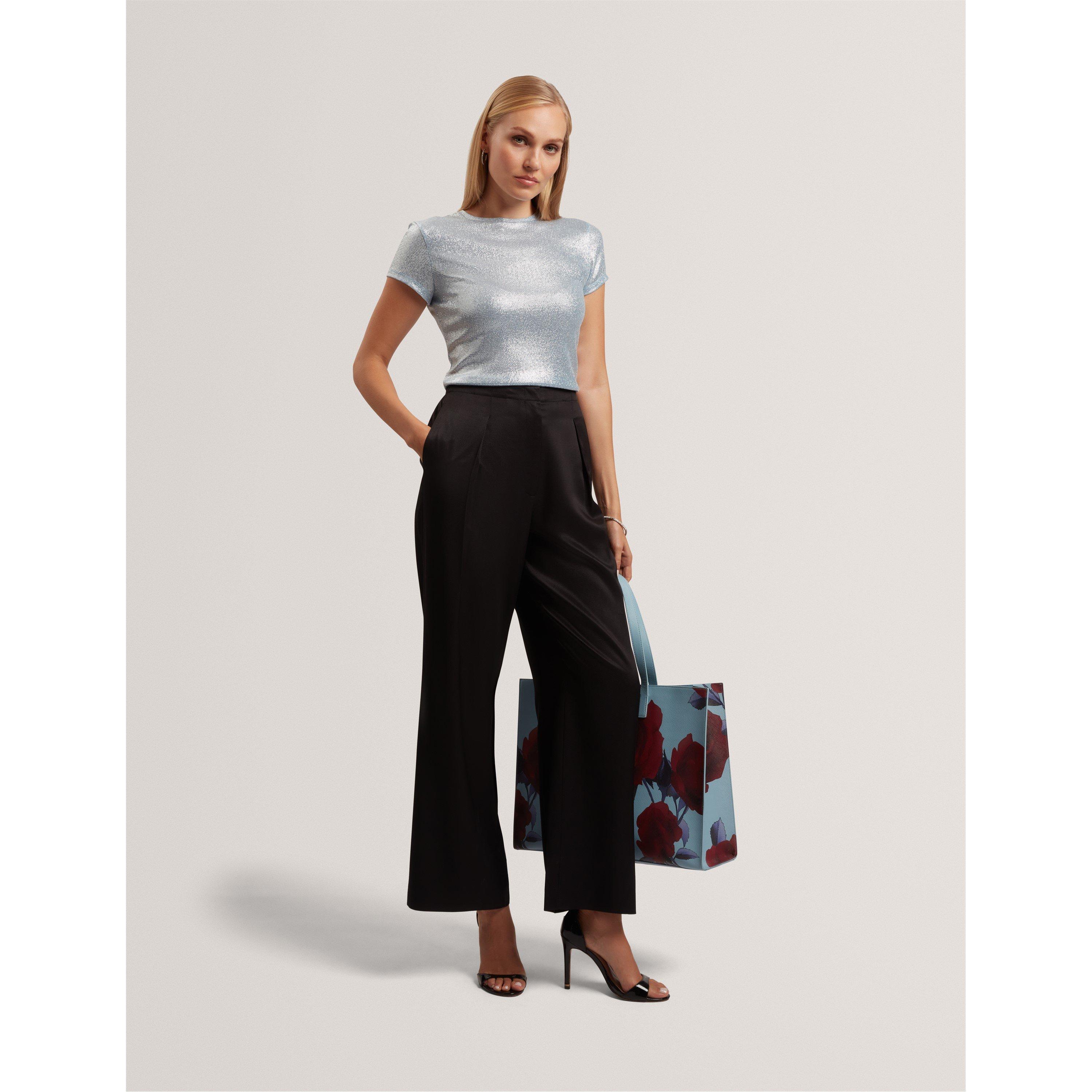 Azul - Ted Baker - Women's Metallic Short Sleeve Slim Fit T-Shirt - 5