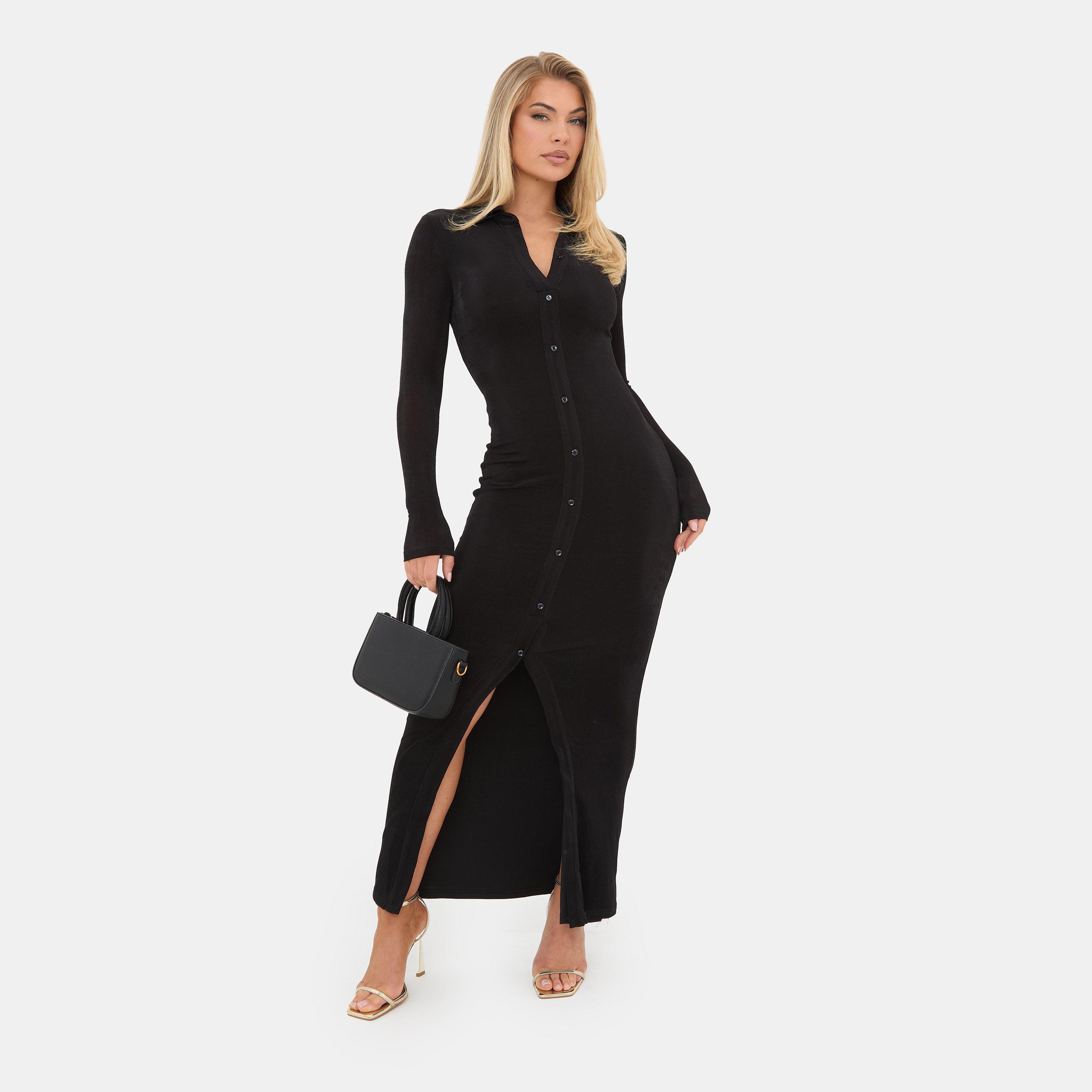 Black - I Saw It First - Long Sleeve Button Maxi Dress - 1