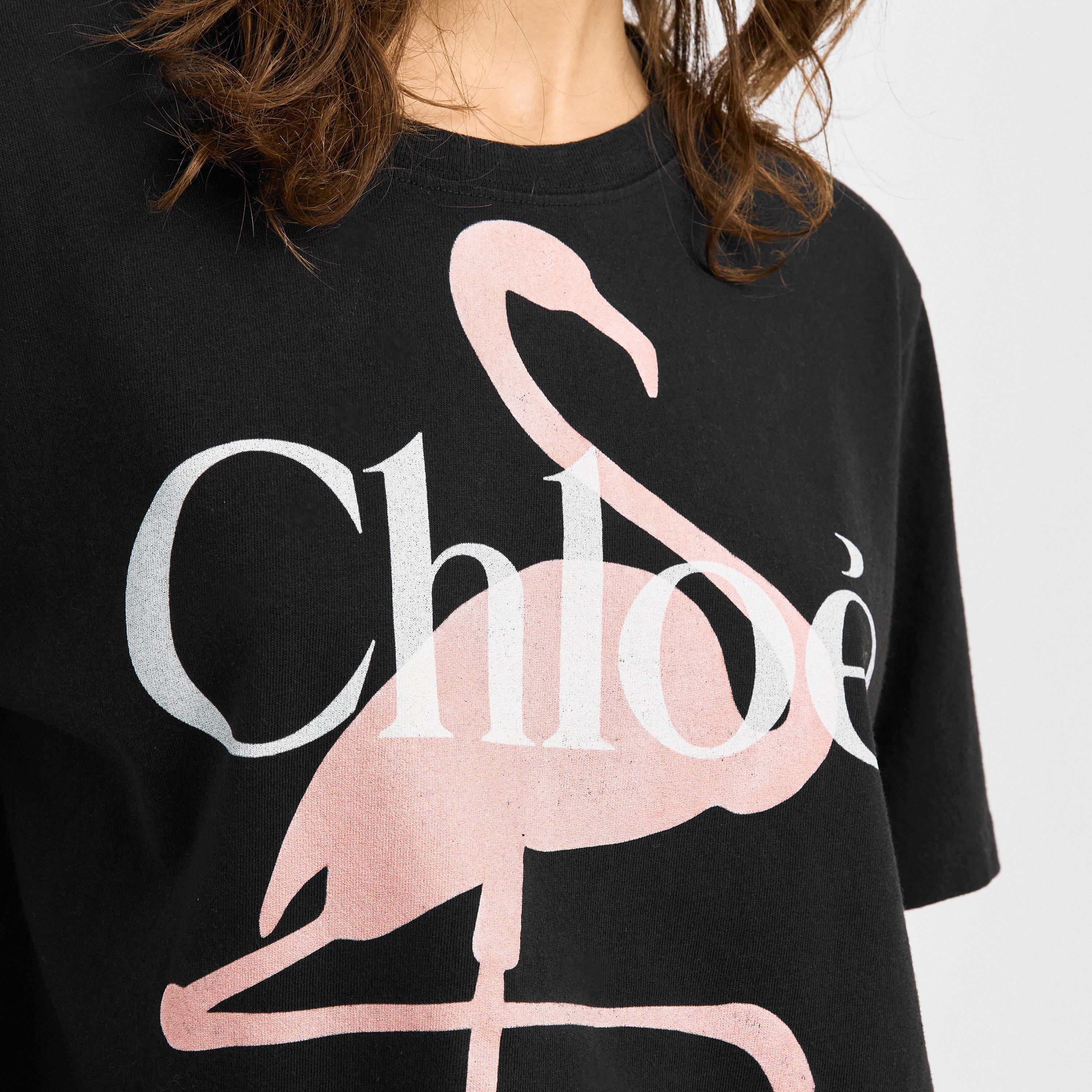 Chloe Tシャツ Crew-neck logo T-shirt in cotton jersey Orange - Chloé