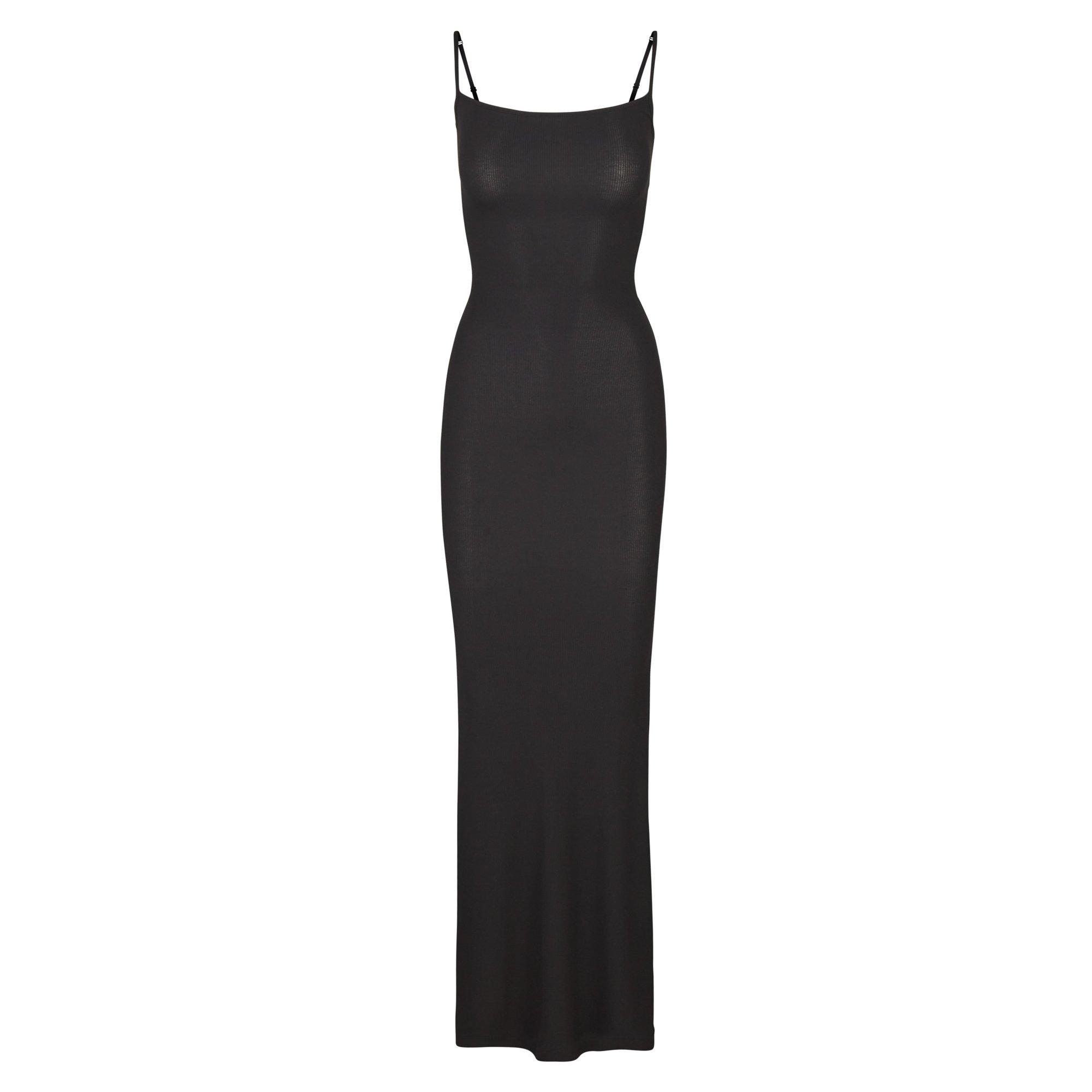 SKIMS Womens Soft Lounge Rib Slip Dress - Onyx - Size 18 (2XL)