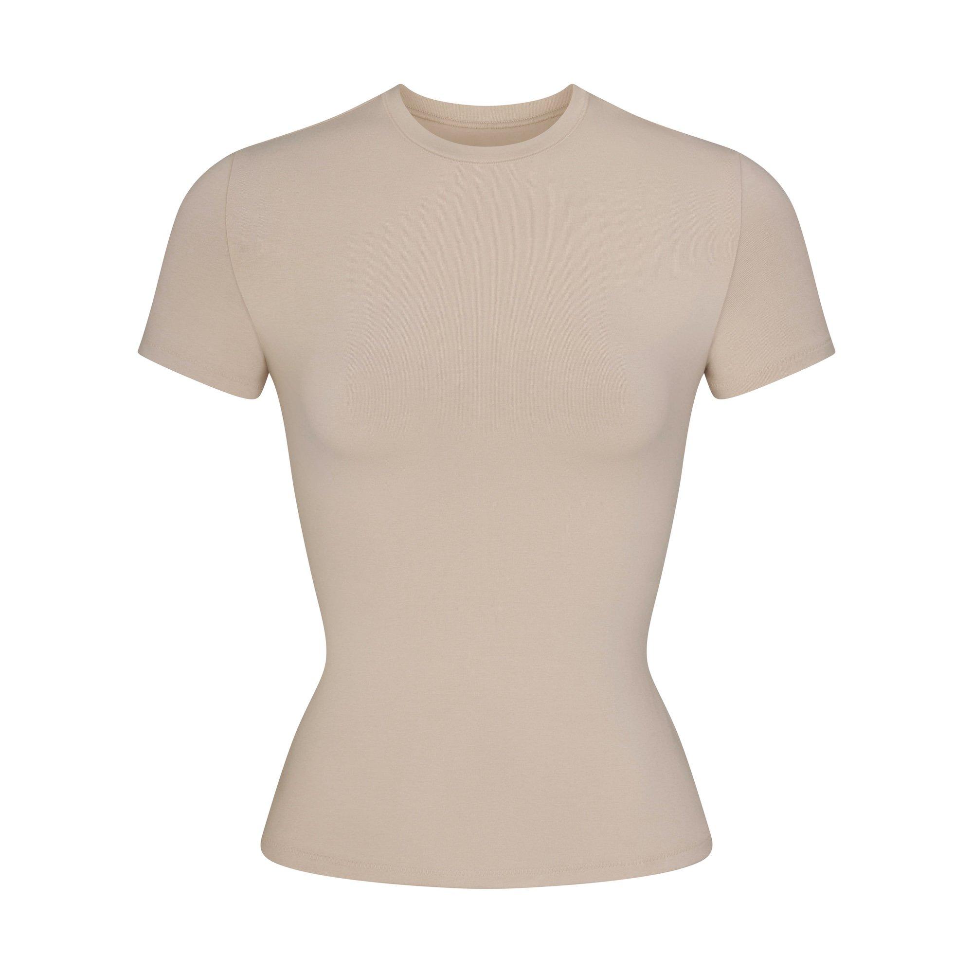 SKIMS Women’s Cotton Jersey Short Sleeve Fitted T-Shirt - STONE - Size 6 (2XS)