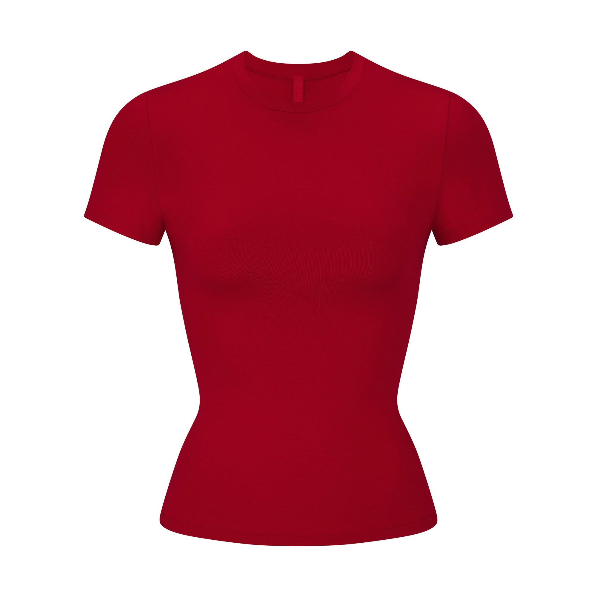 SKIMS Women’s Cotton Jersey Short Sleeve Fitted T-Shirt - Brick - Size 18 (2XL)