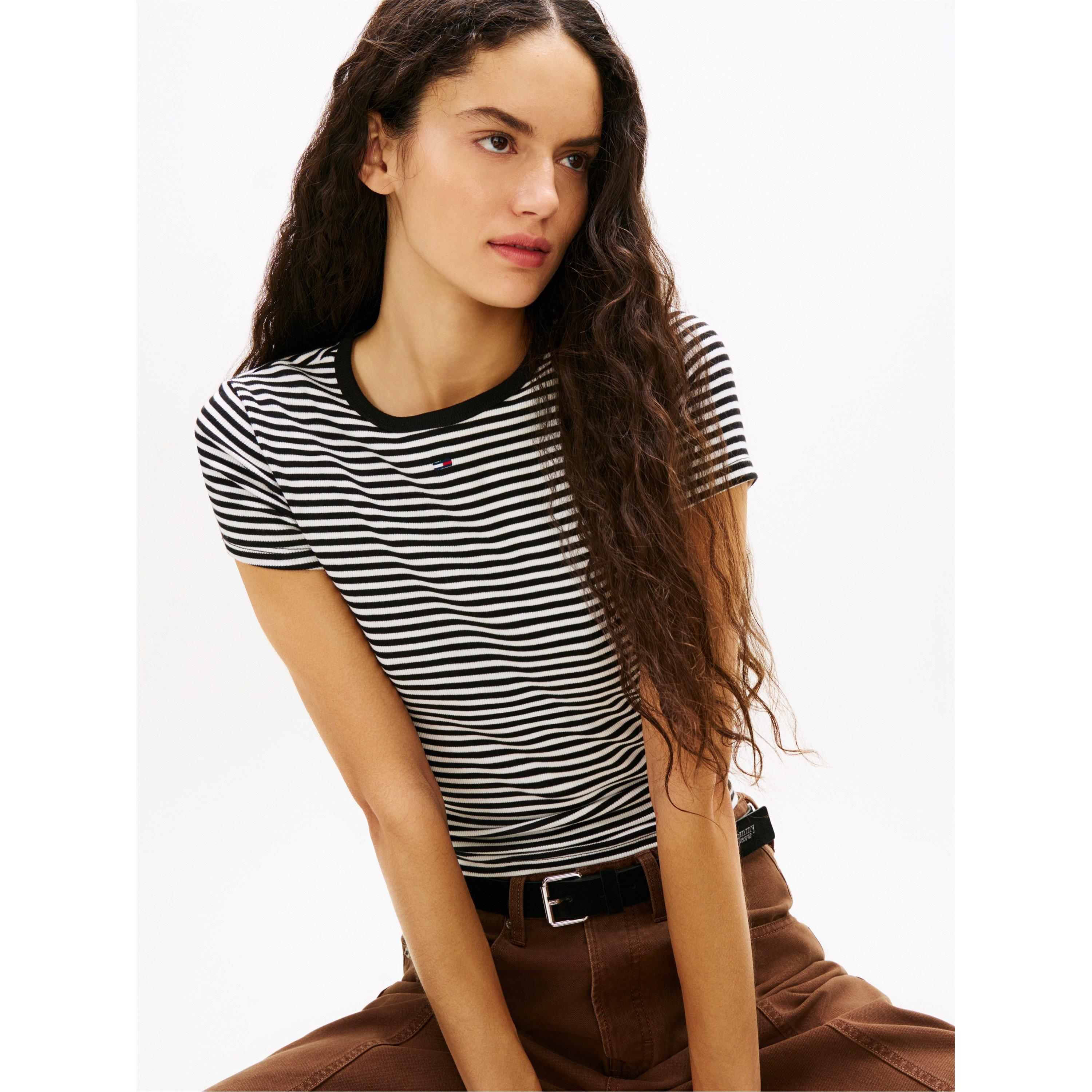 Ecru/Black Strp - Tommy Jeans - TJ 2Pk Ess Rib SS Ld63 - 3