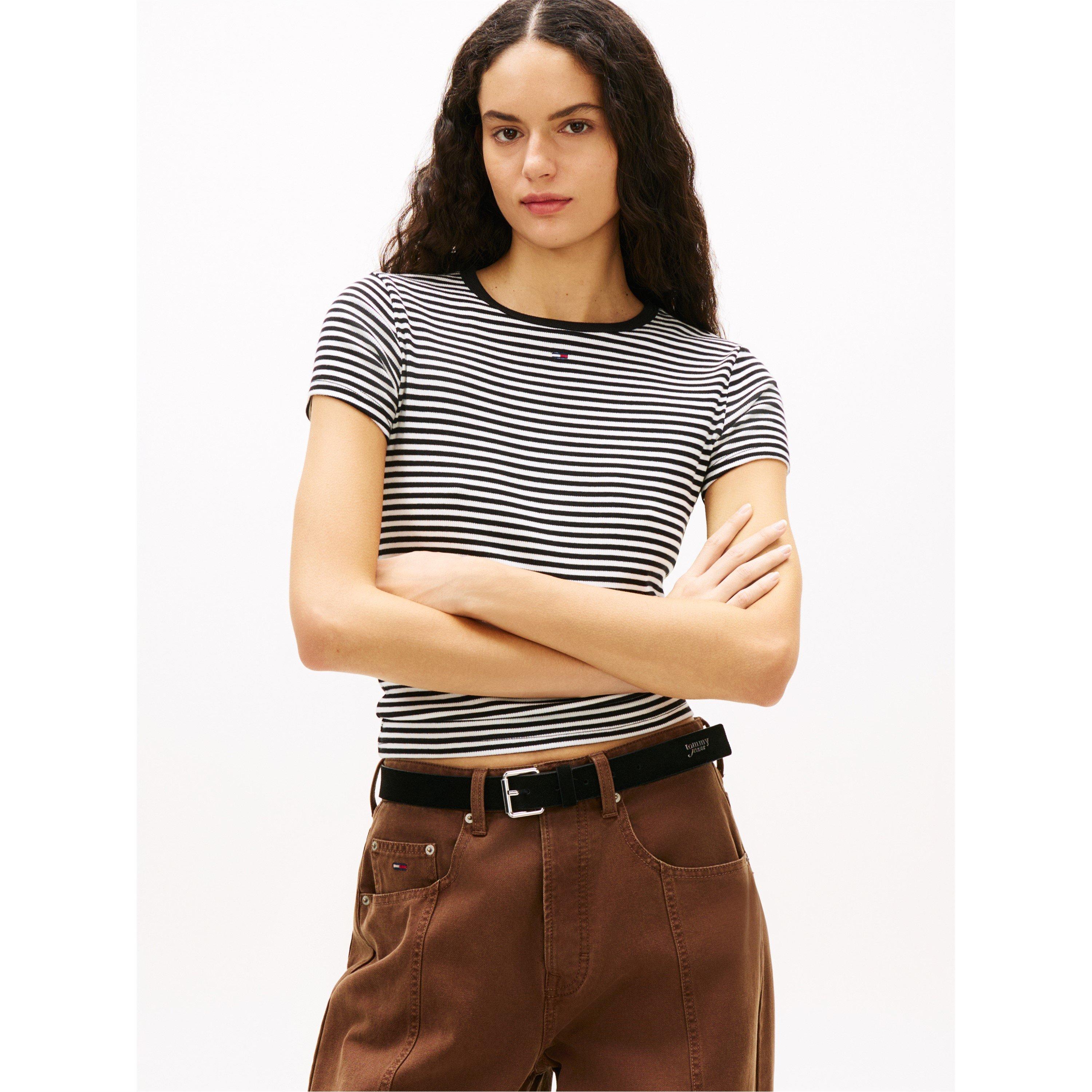 Ecru/Black Strp - Tommy Jeans - TJ 2Pk Ess Rib SS Ld63 - 4