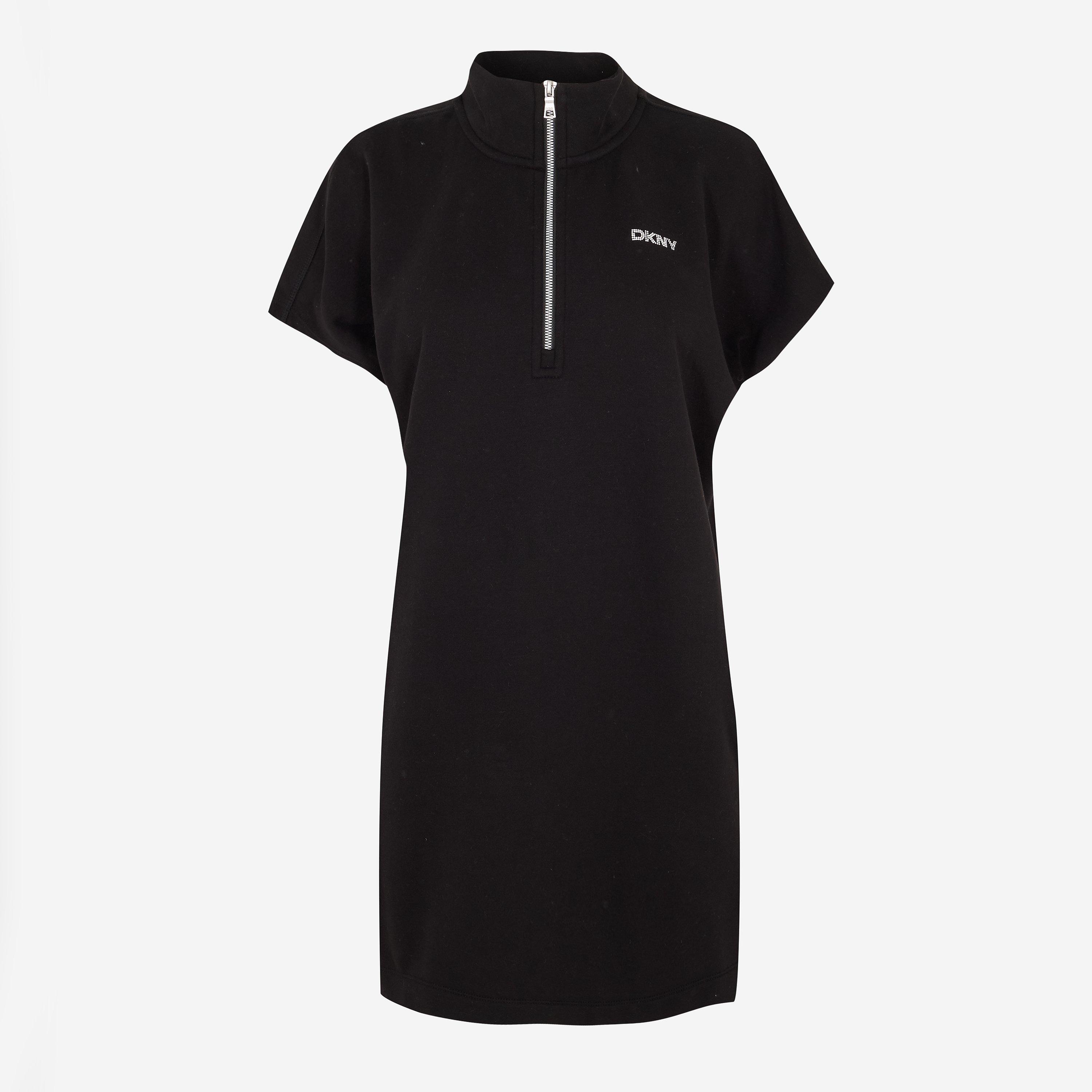Schwarz - DKNY - Women's Half-Zip Knit Slim Fit Jumper Dress - 1