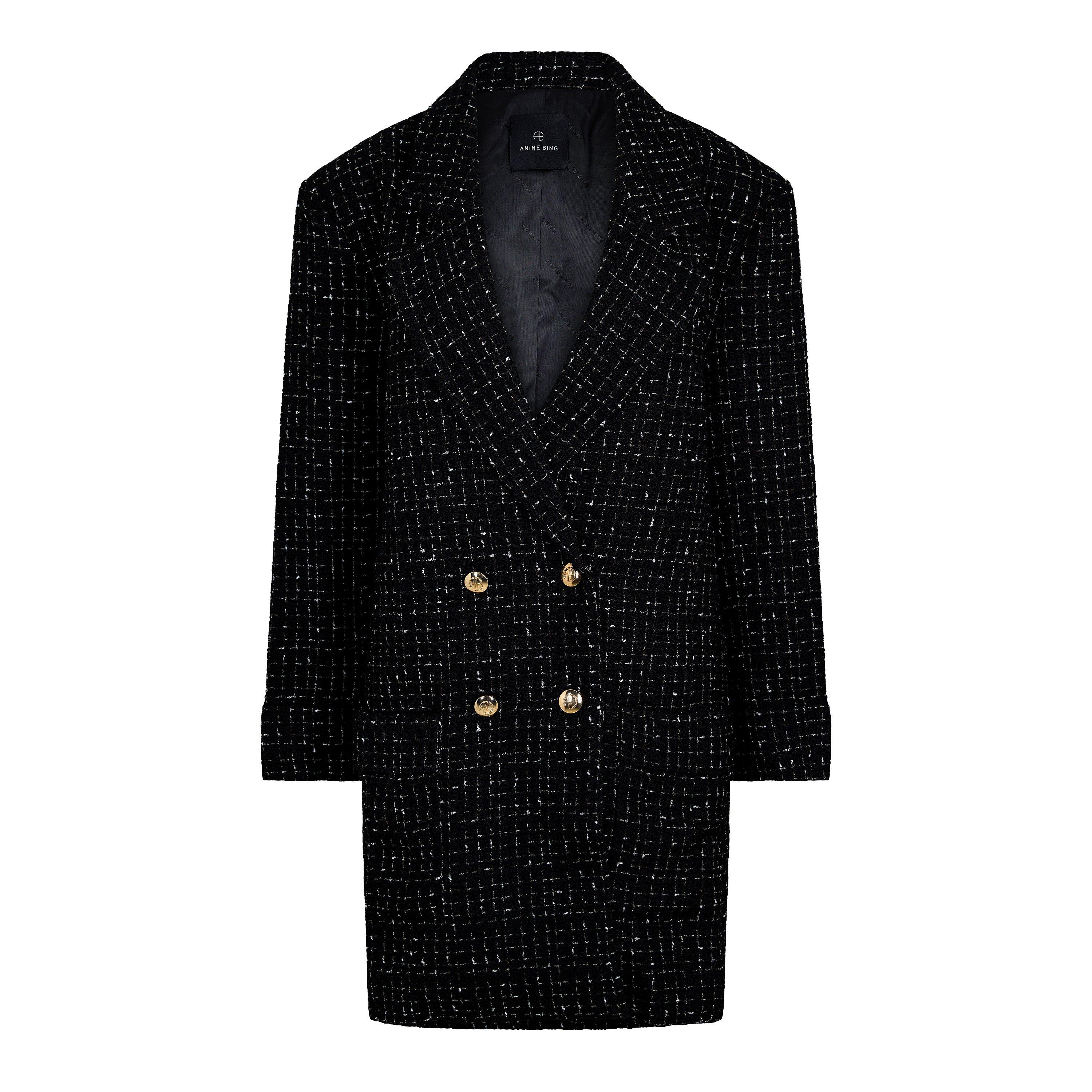 Cream/Black - Anine Bing - Womens Katharine Tweed Mini Dress - 1