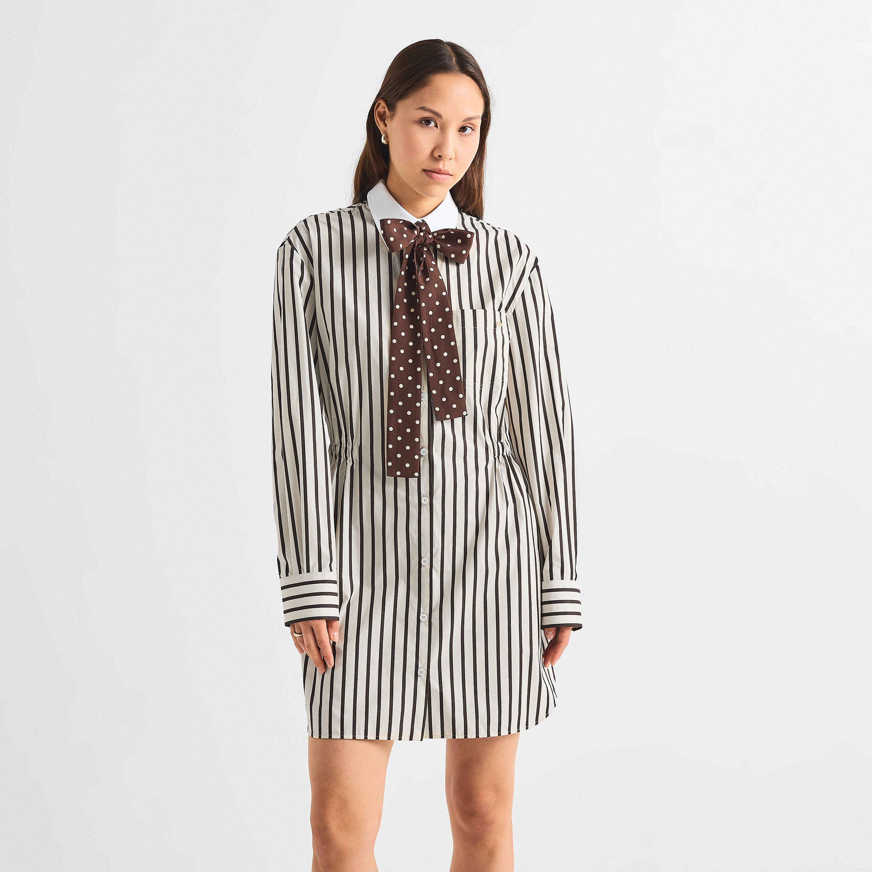Avorio/Chocolat - Valentino - Val Stripe Dress Ld63 - 3