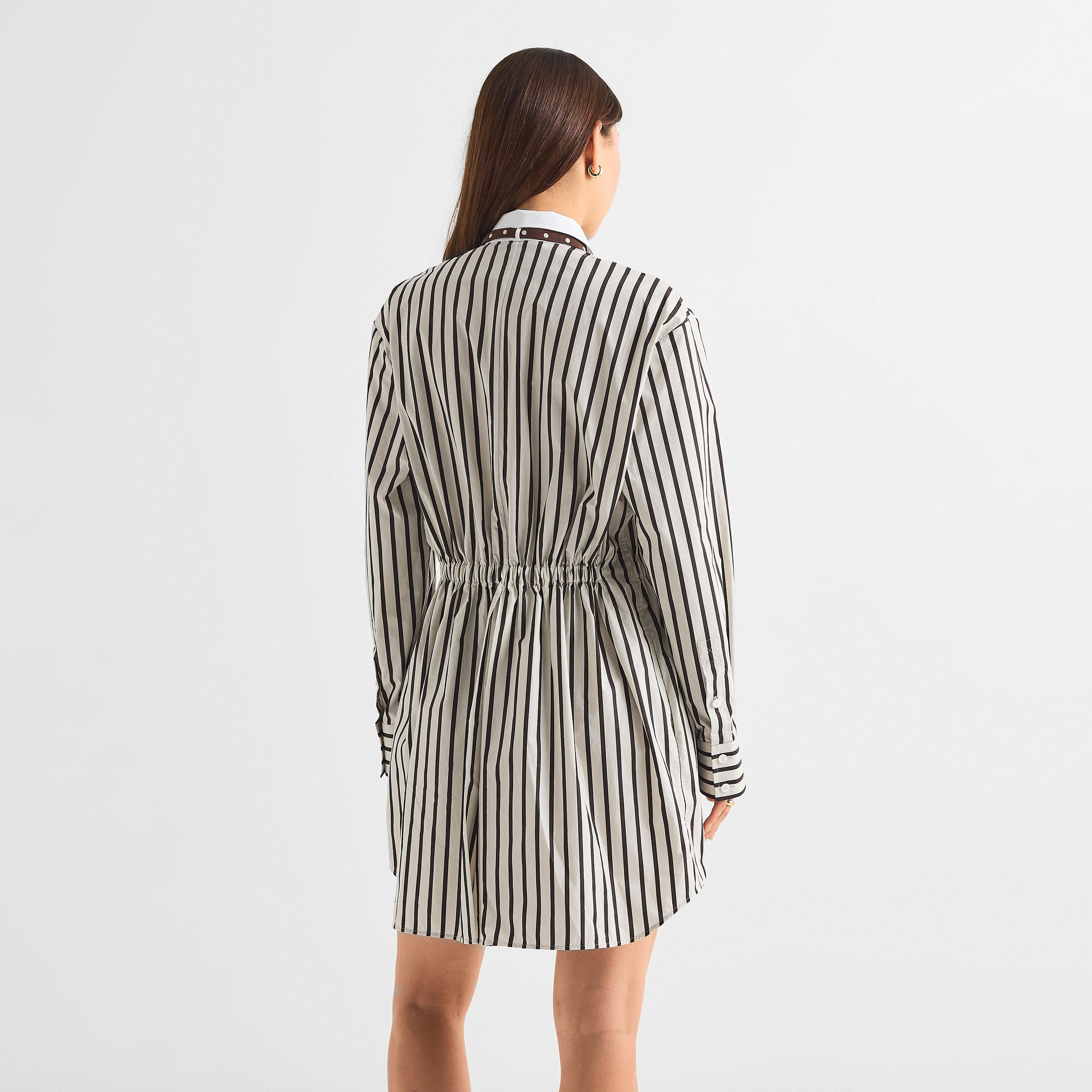 Avorio/Chocolat - Valentino - Val Stripe Dress Ld63 - 4