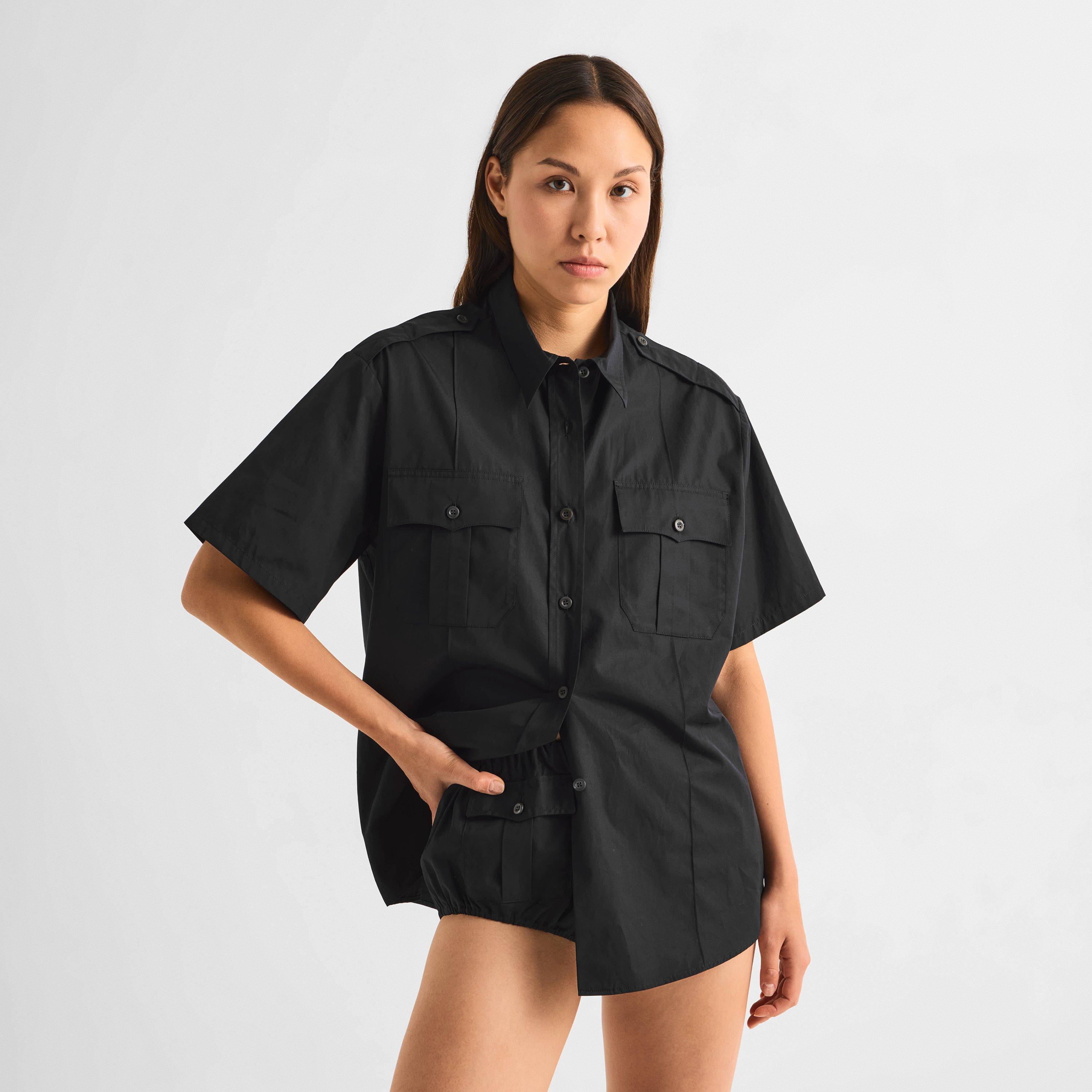 Nero - Prada - Women's Plain Short Sleeve Shirt - 3