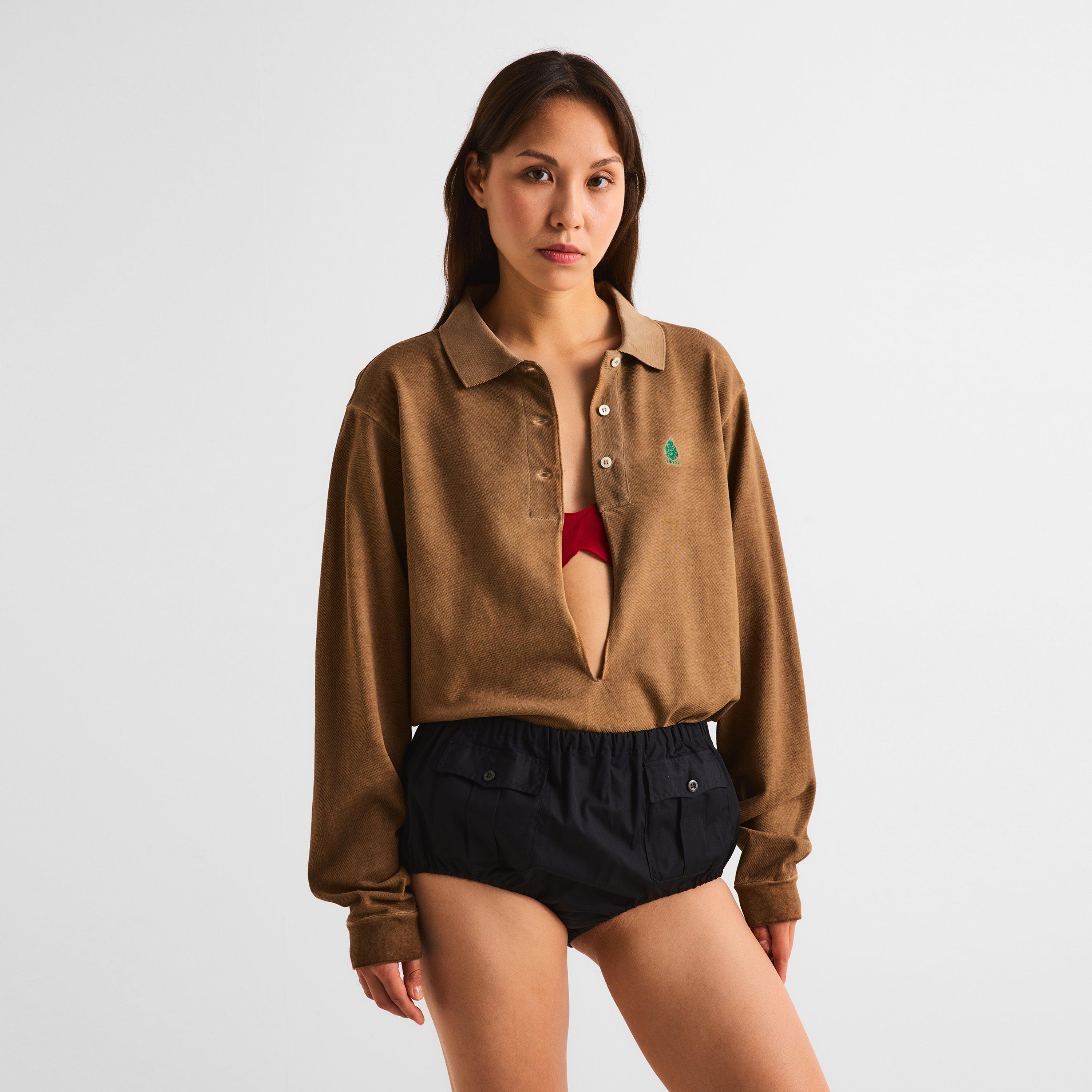 Kaki - Prada - Women's Long Sleeve Plain Shirt - 3