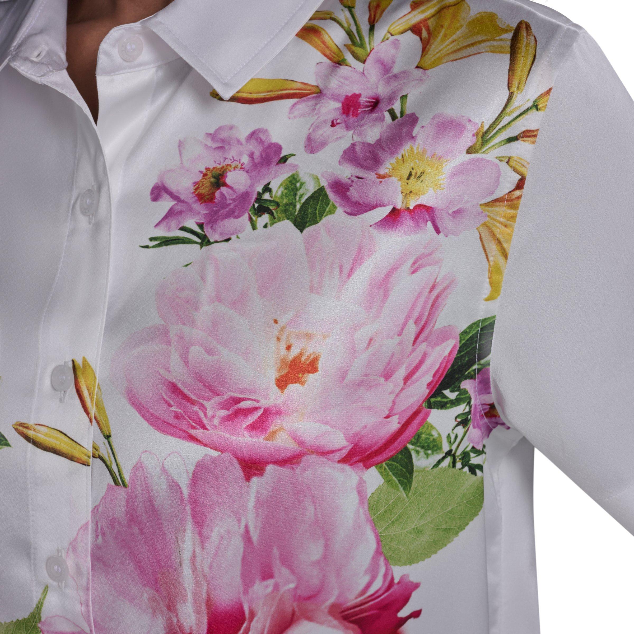 White/Floral - Karl Lagerfeld - Women's Sportswear Patterned Short Sleeve Shirt - 5