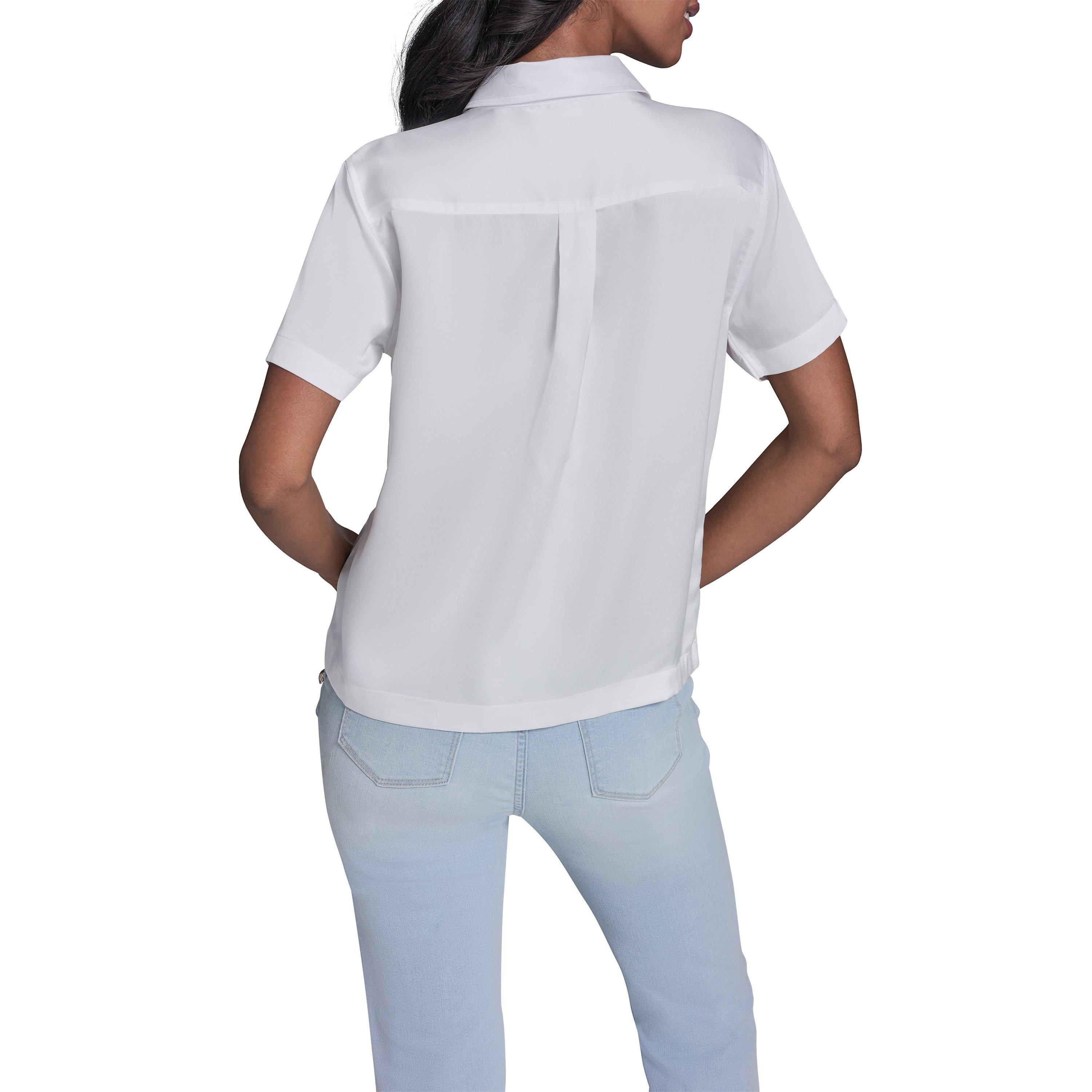 White/Floral - Karl Lagerfeld - Women's Sportswear Patterned Short Sleeve Shirt - 6